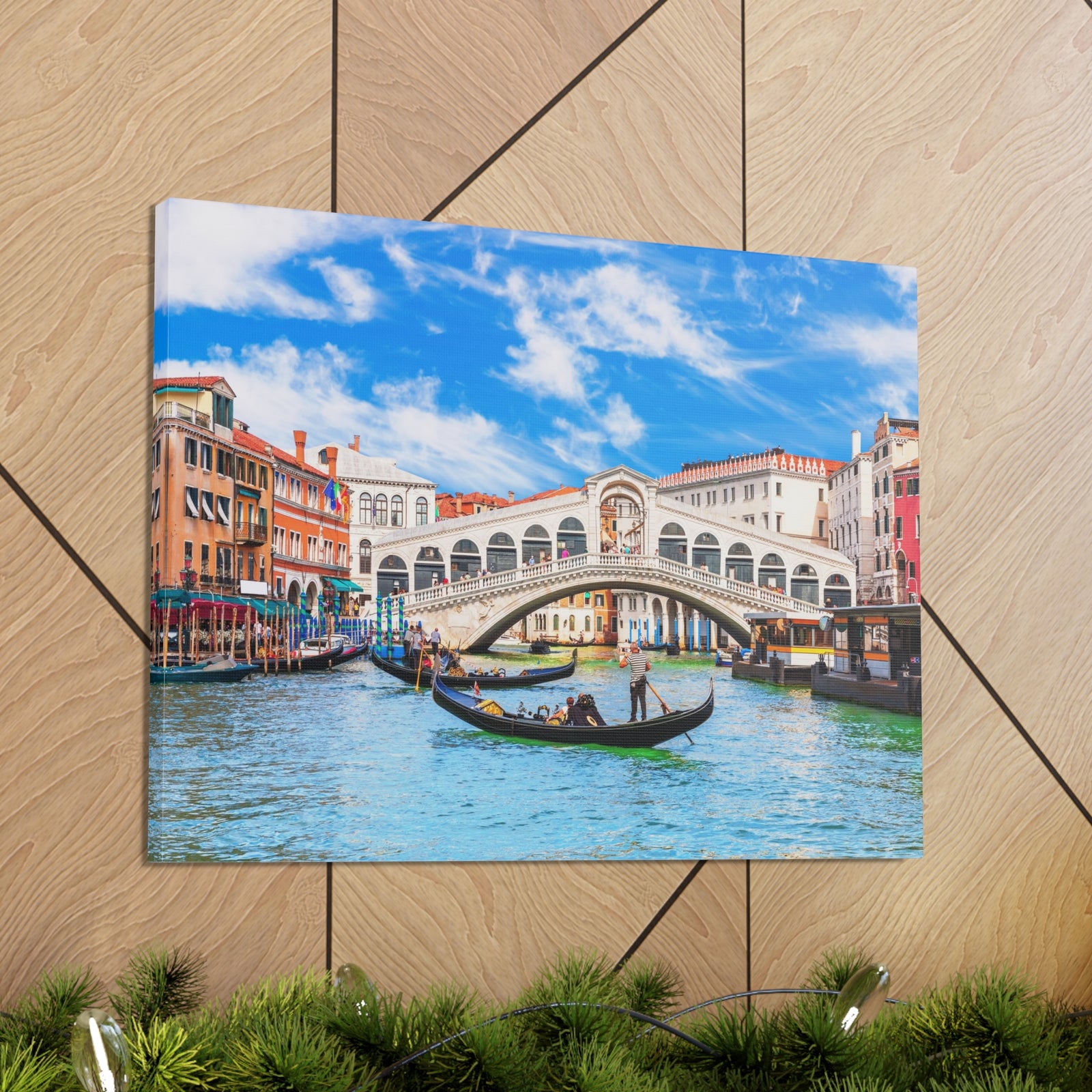 Rialto Bridge Venice Modern Multicolor Scenic Nature Photography Canvas Home Office Decor Ready to Hang-Express Your Love Gifts