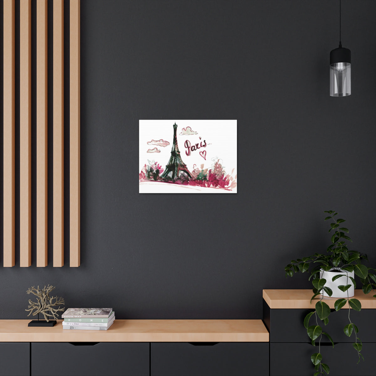 Pink Eiffel Tower Illustration Paris France Canvas Artwork High-Quality Breathtaking French City for Home Decor Ready to Hang-Express Your Love Gifts