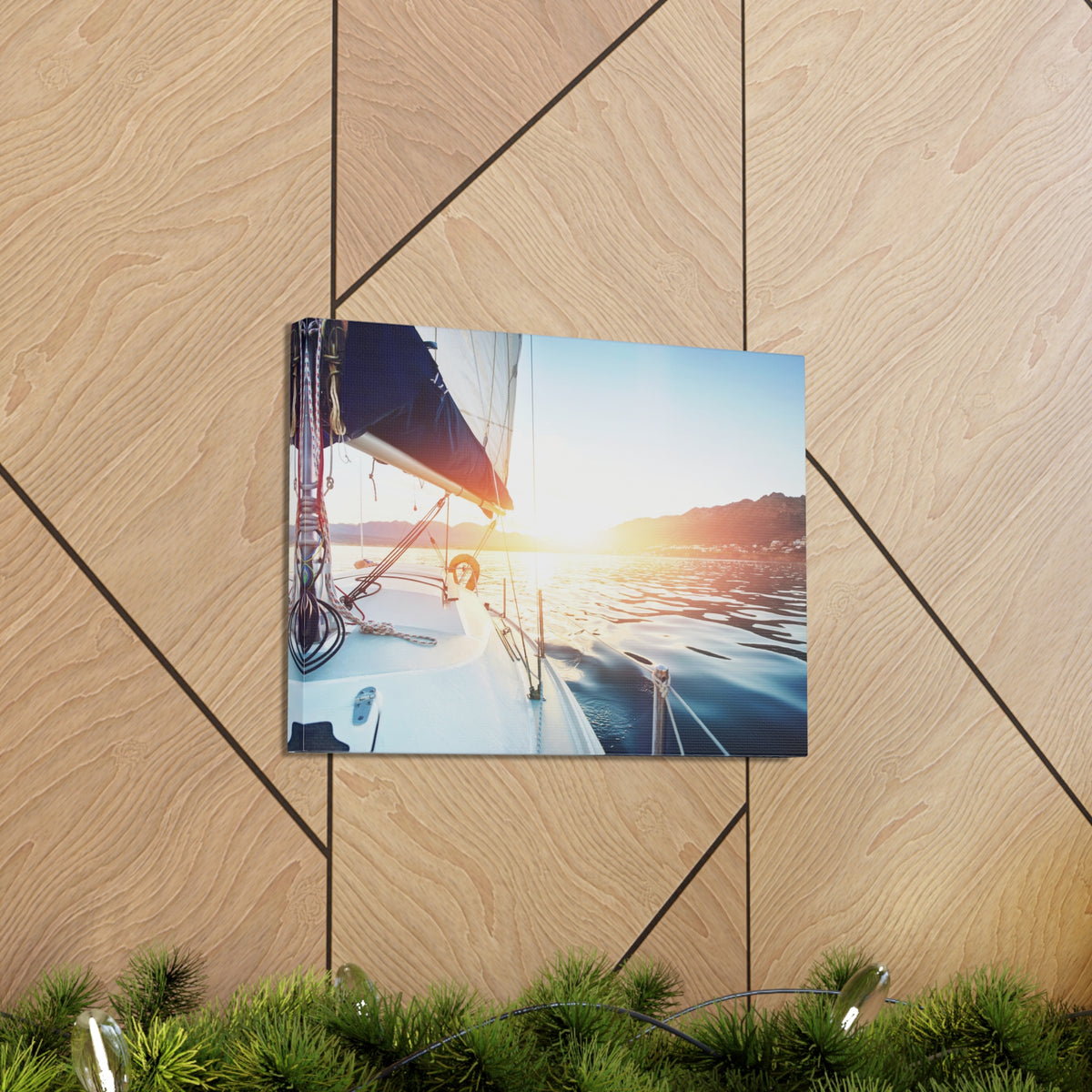 Sailing Yacht Boat On ocean At Sunset Ocean Canvas Wall Art for Home Decor Ready-to-Hang-Express Your Love Gifts