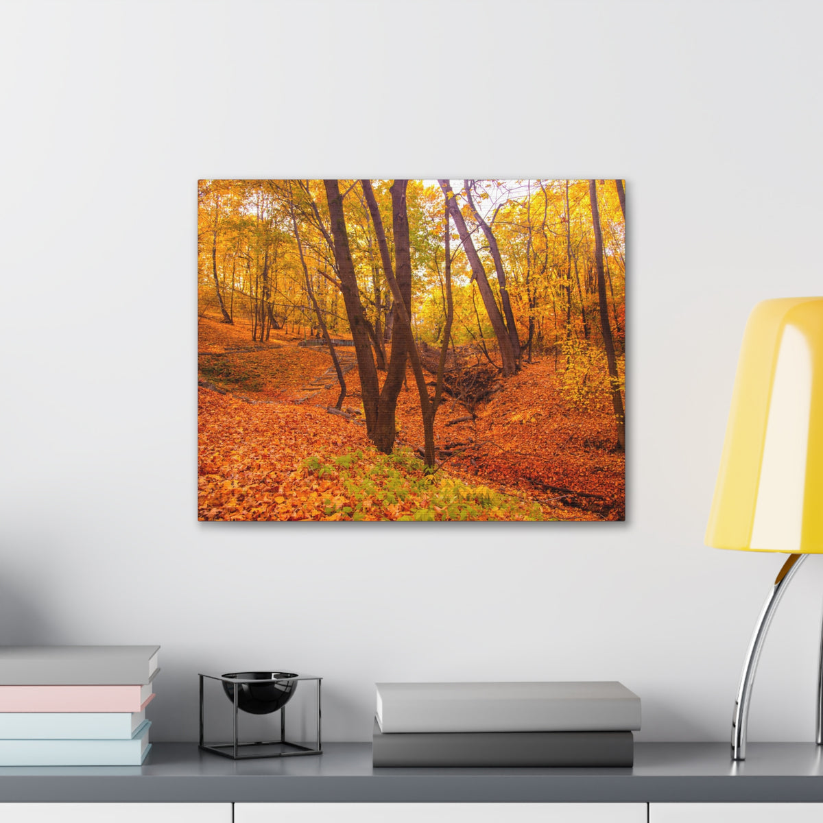 Fall Orange Tree Forest Nature Wilderness Photography Canvas Wall Art for Home Decor Ready-to-Hang-Express Your Love Gifts