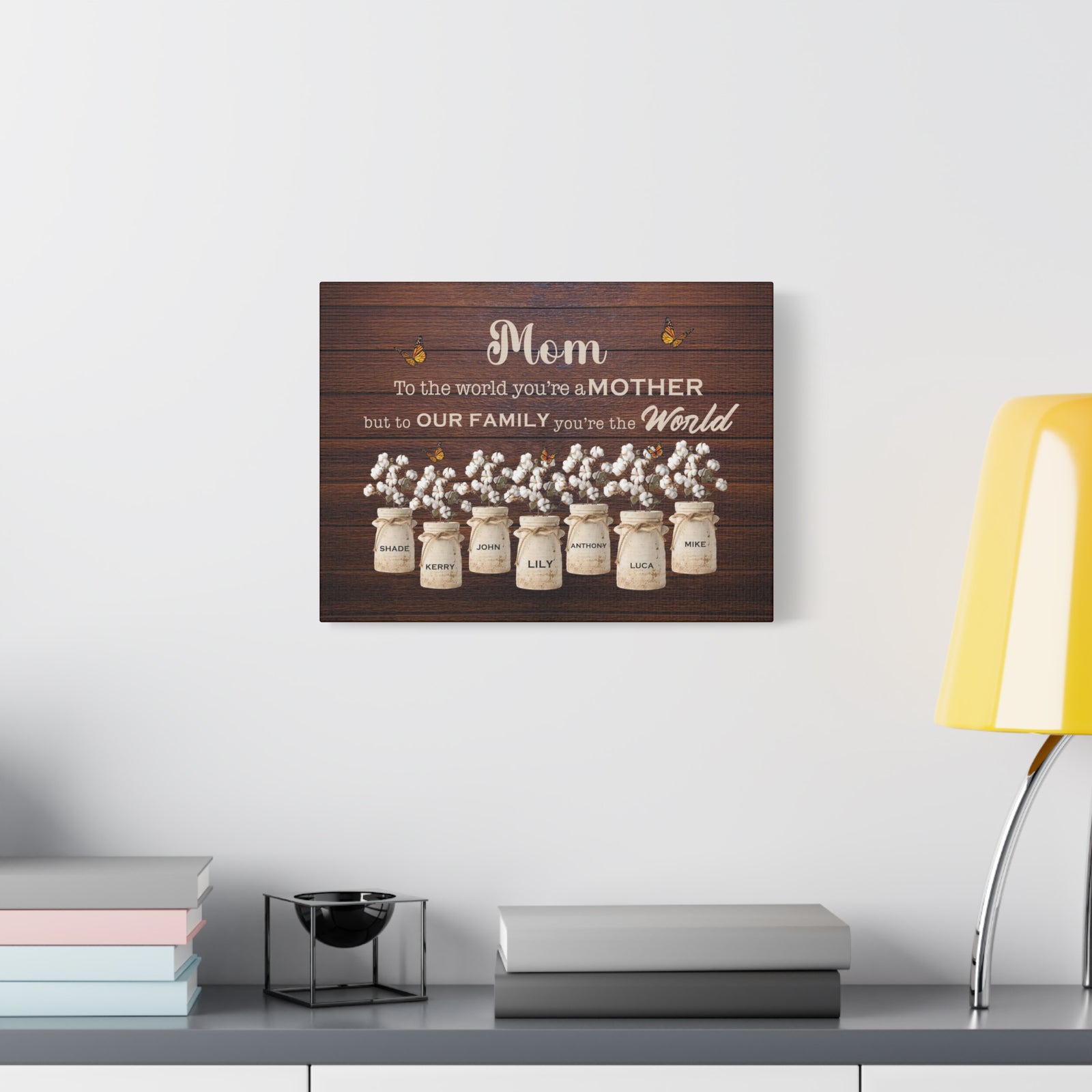 Personalized Mom Family Name Canvas – “To the World You’re a Mother”-Express Your Love Gifts