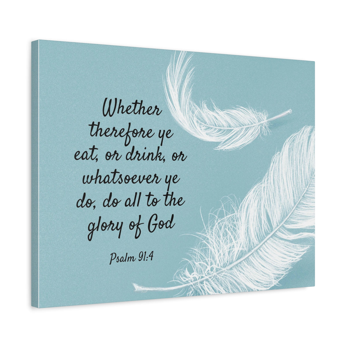 Scripture Canvas Glory Of God Psalm 91:4 Feather Christian Wall Art Bible Verse Print Ready to Hang-Express Your Love Gifts