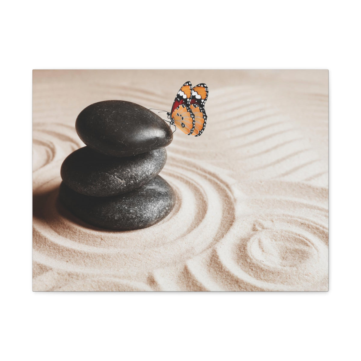 Stones on Sand Forest Floral Nature Photography Canvas Wall Art for Home Decor Ready-to-Hang-Express Your Love Gifts