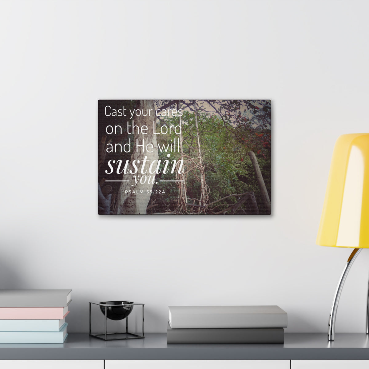 Scripture Walls He Will Sustain You Psalm 55:22 Bible Verse Canvas Christian Wall Art Ready to Hang-Express Your Love Gifts