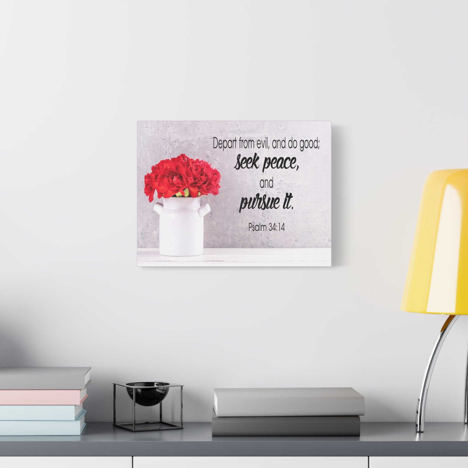 Scripture Canvas Seek Peace and Pursue It Psalm 34:14 Christian Wall Art Bible Verse Print Ready to Hang-Express Your Love Gifts