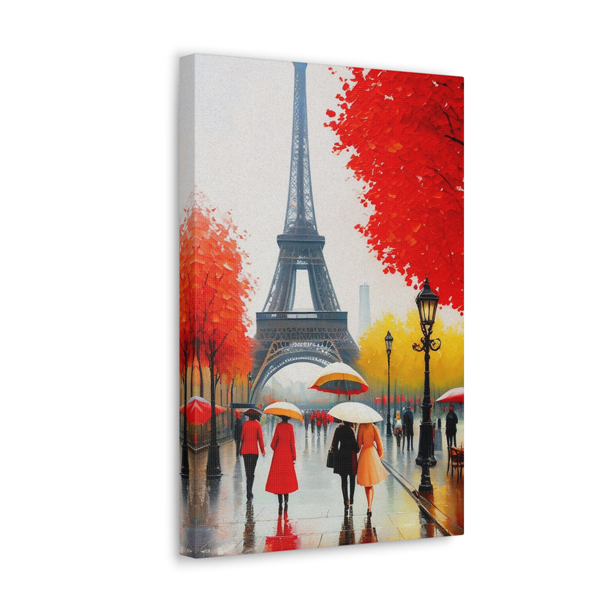 Paris Eiffel Tower Red Dress And Red Tree France Canvas Artwork High-Quality Breathtaking French City for Home Decor Ready to Hang-Express Your Love Gifts