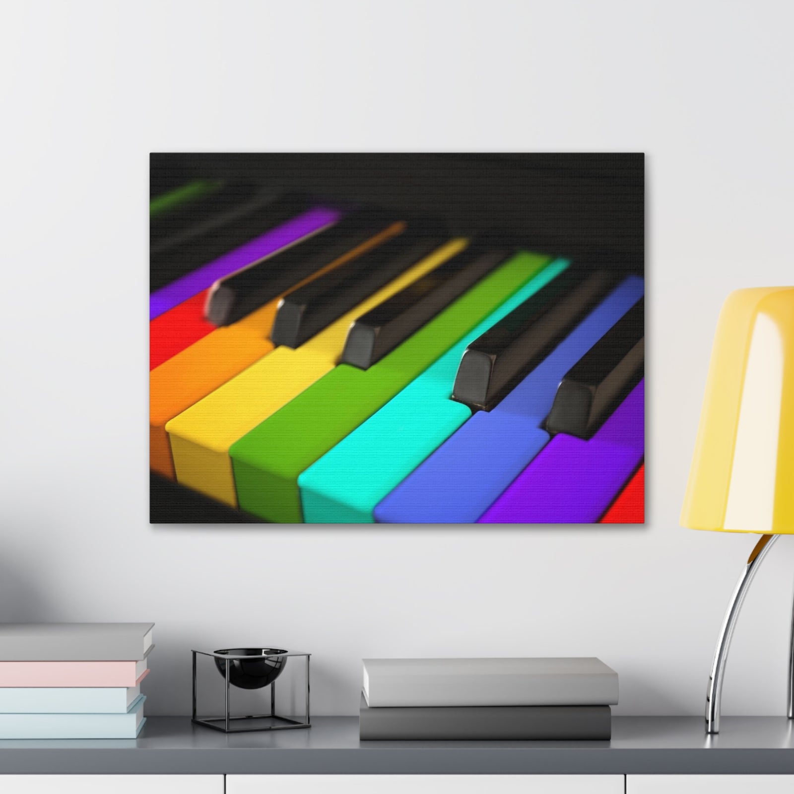 Piano Keys In Rainbow Music Lover's Delight Piano Keyboard Canvas Wall Art for Home Decor Ready-to-Hang-Express Your Love Gifts