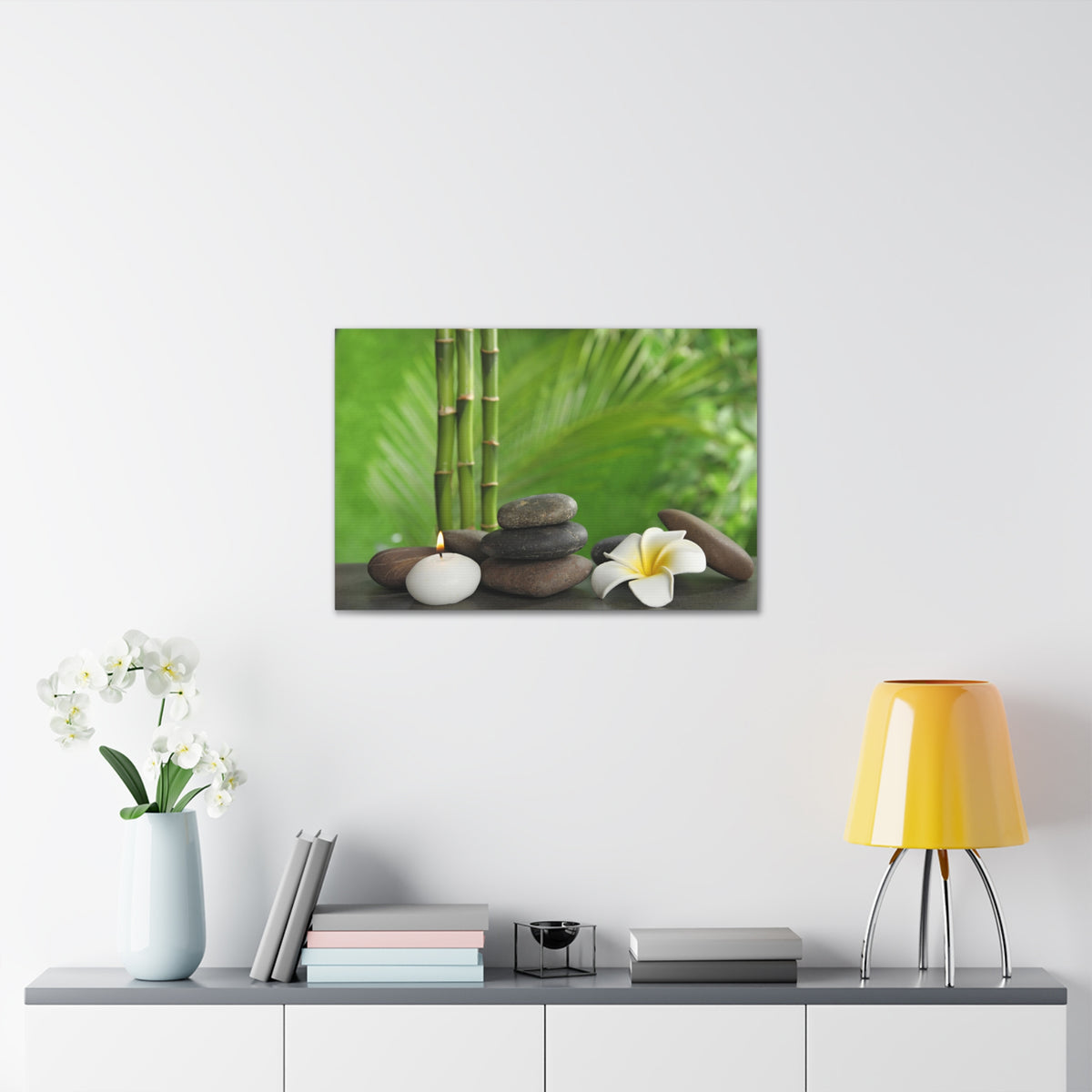 Stones on Table Forest Floral Nature Photography Canvas Wall Art for Home Decor Ready-to-Hang-Express Your Love Gifts