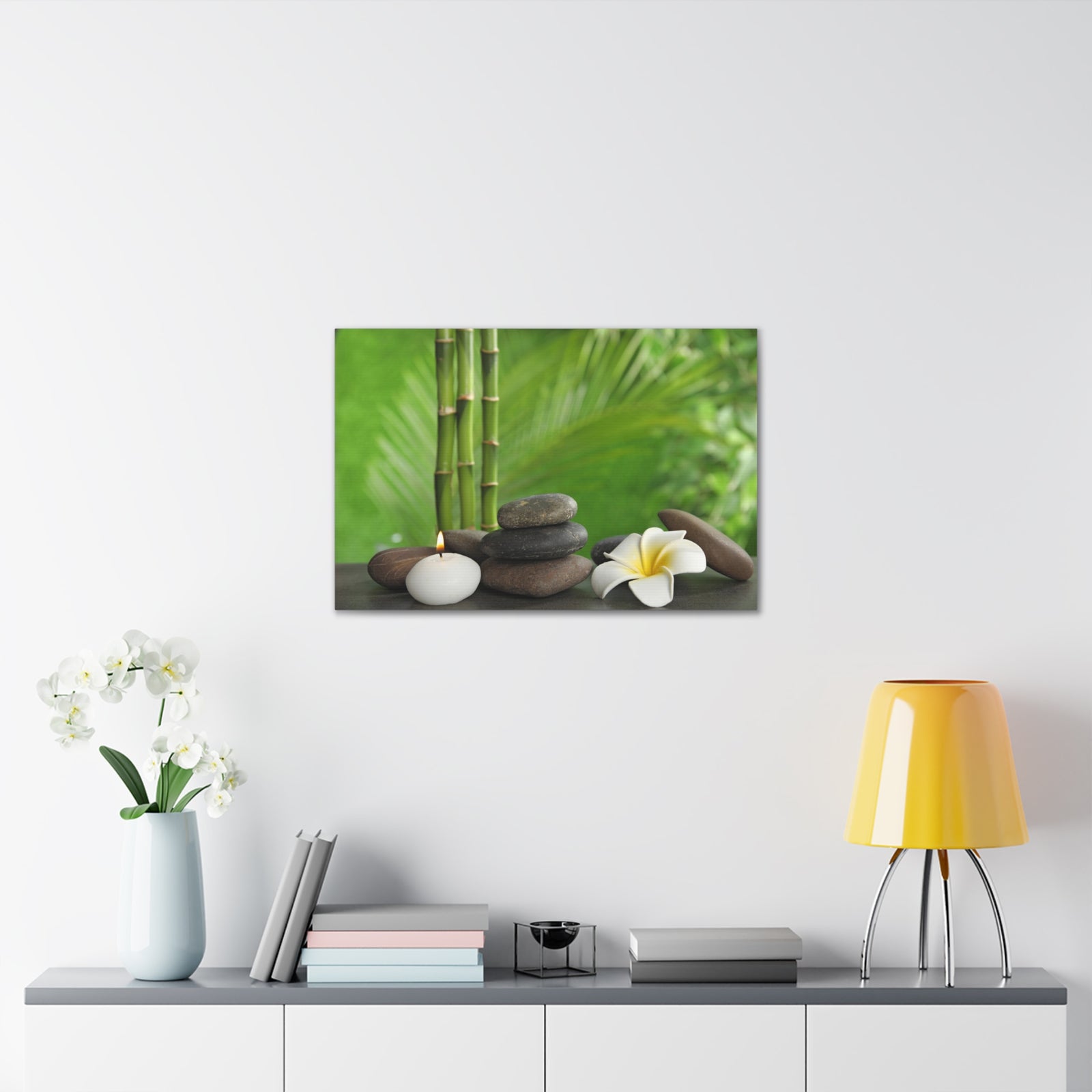 Stones on Table Forest Floral Nature Photography Canvas Wall Art for Home Decor Ready-to-Hang-Express Your Love Gifts