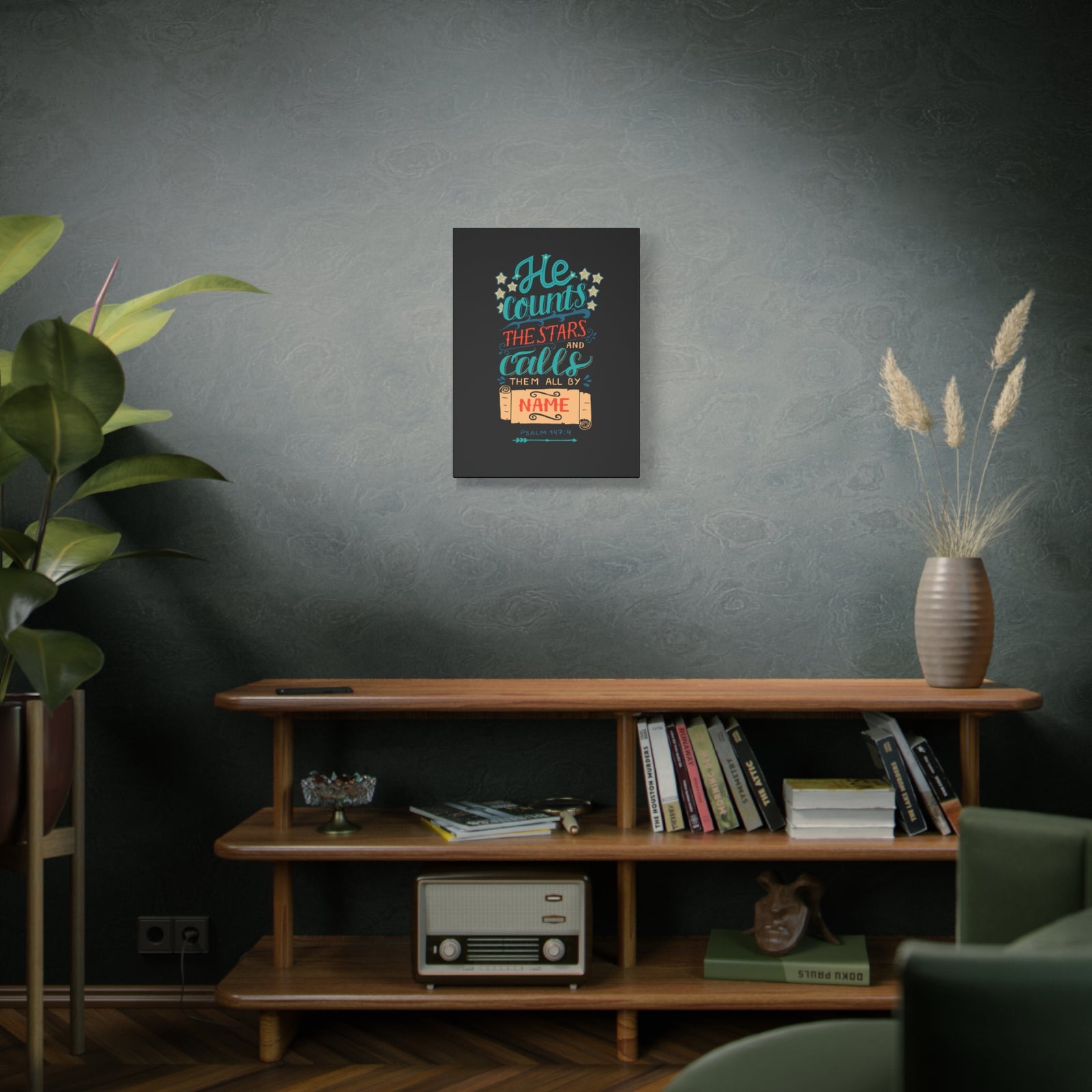 Scripture Canvas He Counts The Stars Psalm 147:4 Christian Wall Art Bible Verse Print Ready to Hang-Express Your Love Gifts