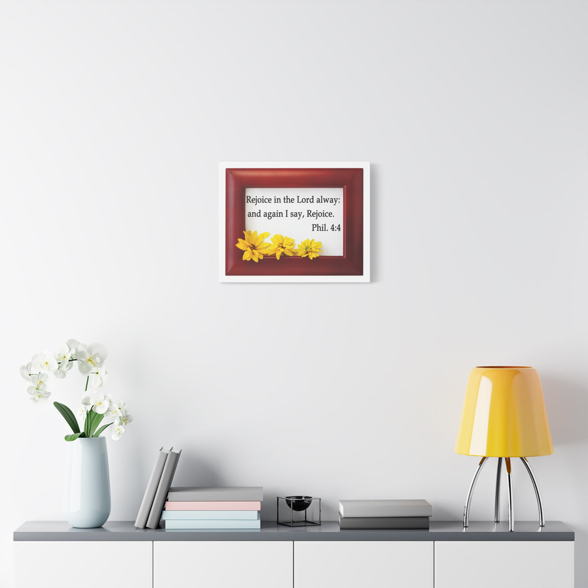 Scripture Walls Rejoice In The Lord Frame Philippians 4:4 Bible Verse Canvas Christian Wall Art Ready to Hang-Express Your Love Gifts