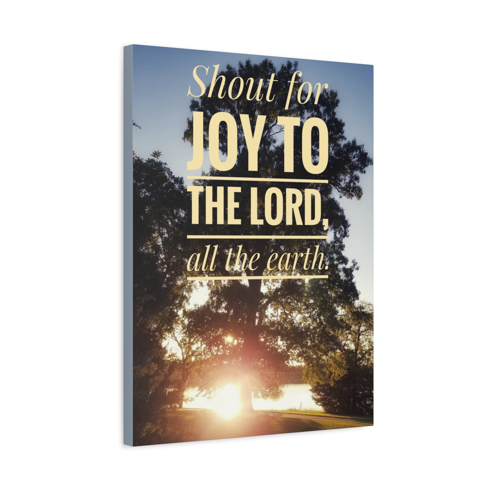 Scripture Canvas Joy To The Lord Psalms 100:1 Christian Wall Art Bible Verse Print Ready to Hang-Express Your Love Gifts