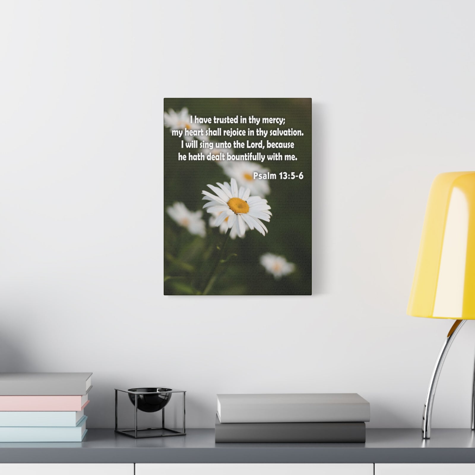 Scripture Canvas Rejoice in Thy Salvation Psalm 13:5-6 Christian Wall Art Bible Verse Print Ready to Hang-Express Your Love Gifts