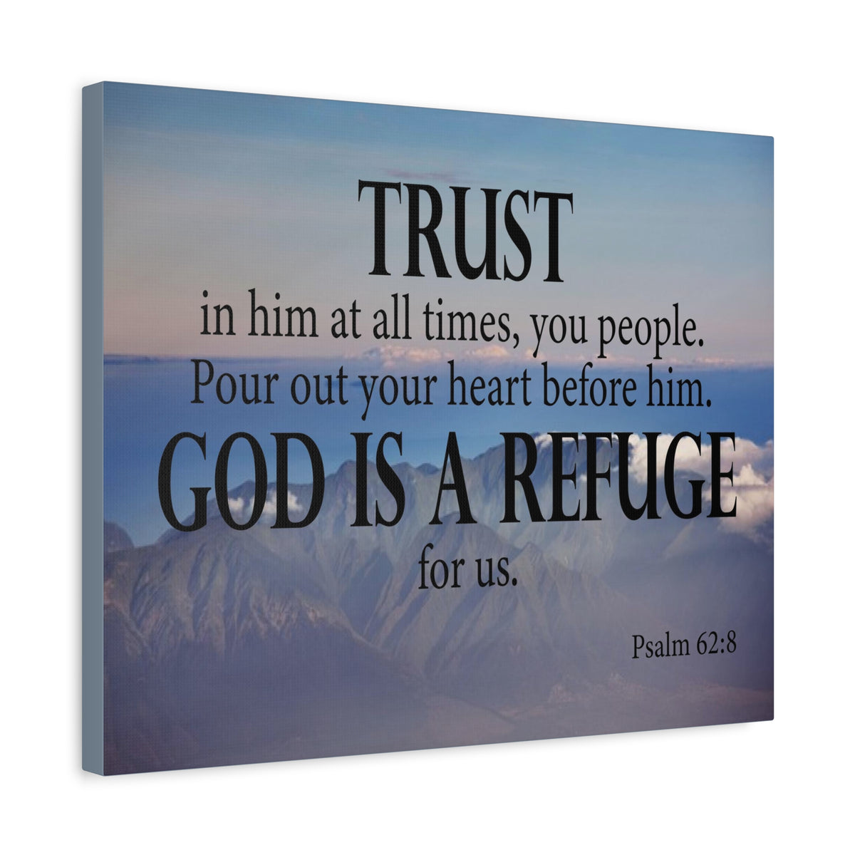 Bible Verse Canvas God is Refuge for Us Psalm 62:8 Wall Art Christian Home Decor-Express Your Love Gifts