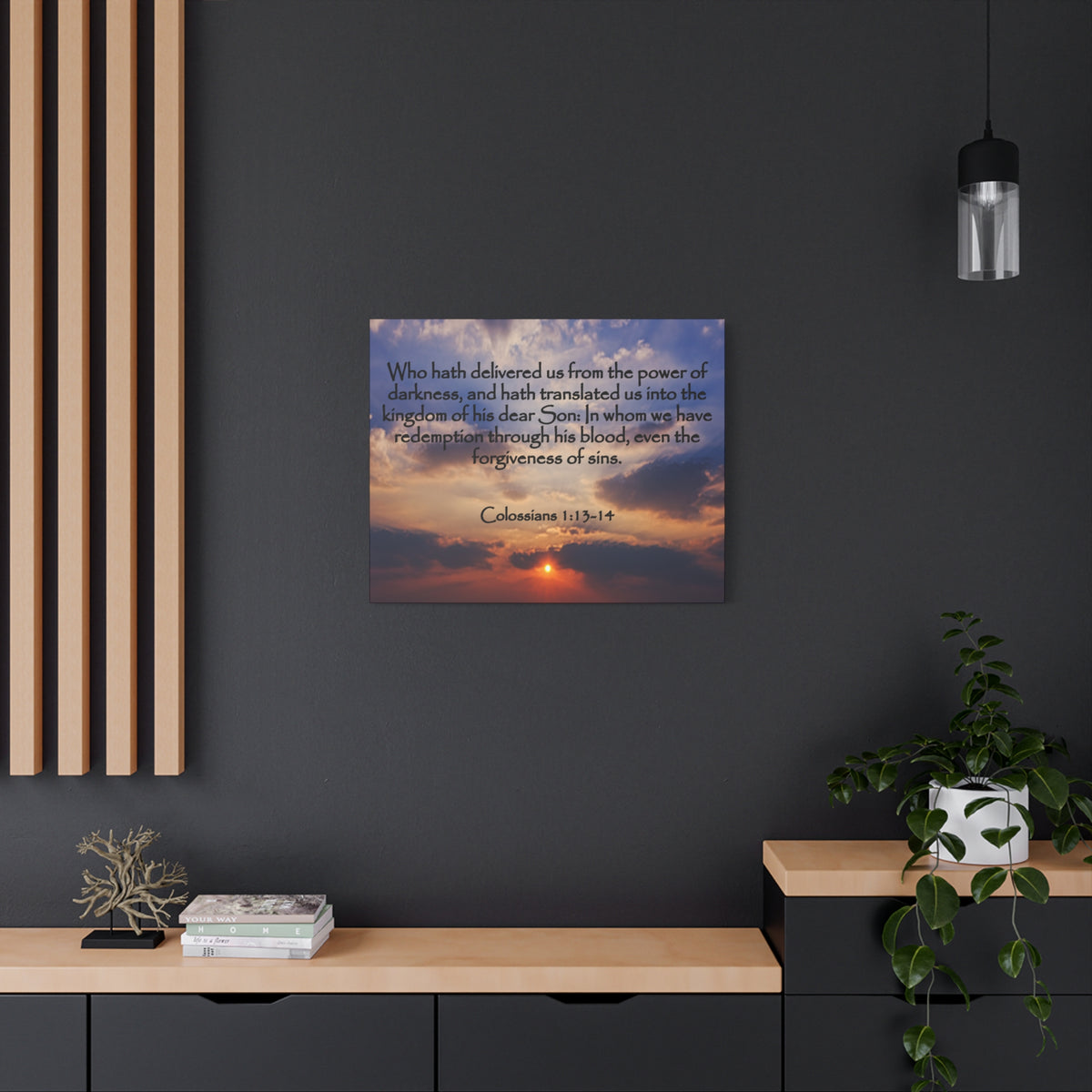 Bible Verse Canvas Into The Kingdom of His Dear Son Colossians 1:13-14 Christian Home Décor Wall Art Scripture Ready to Hang Faith Print-Express Your Love Gifts