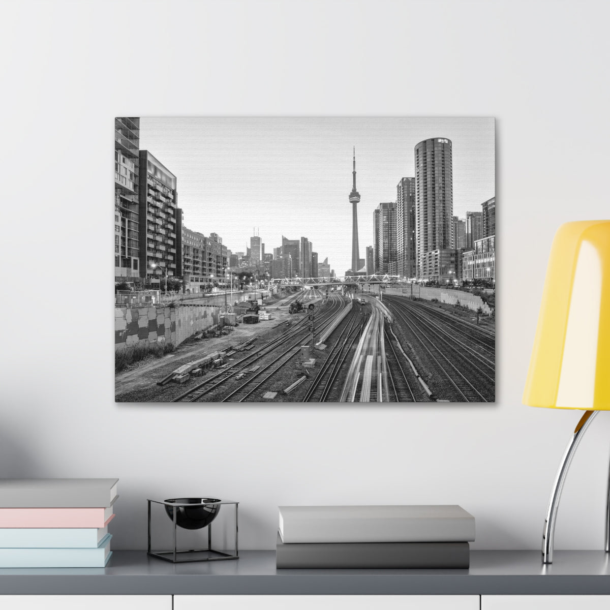 Toronto Black And White Skyline Canvas Artwork High-Quality Breathtaking Stunning Cityscape for Home Decor Ready to Hang-Express Your Love Gifts