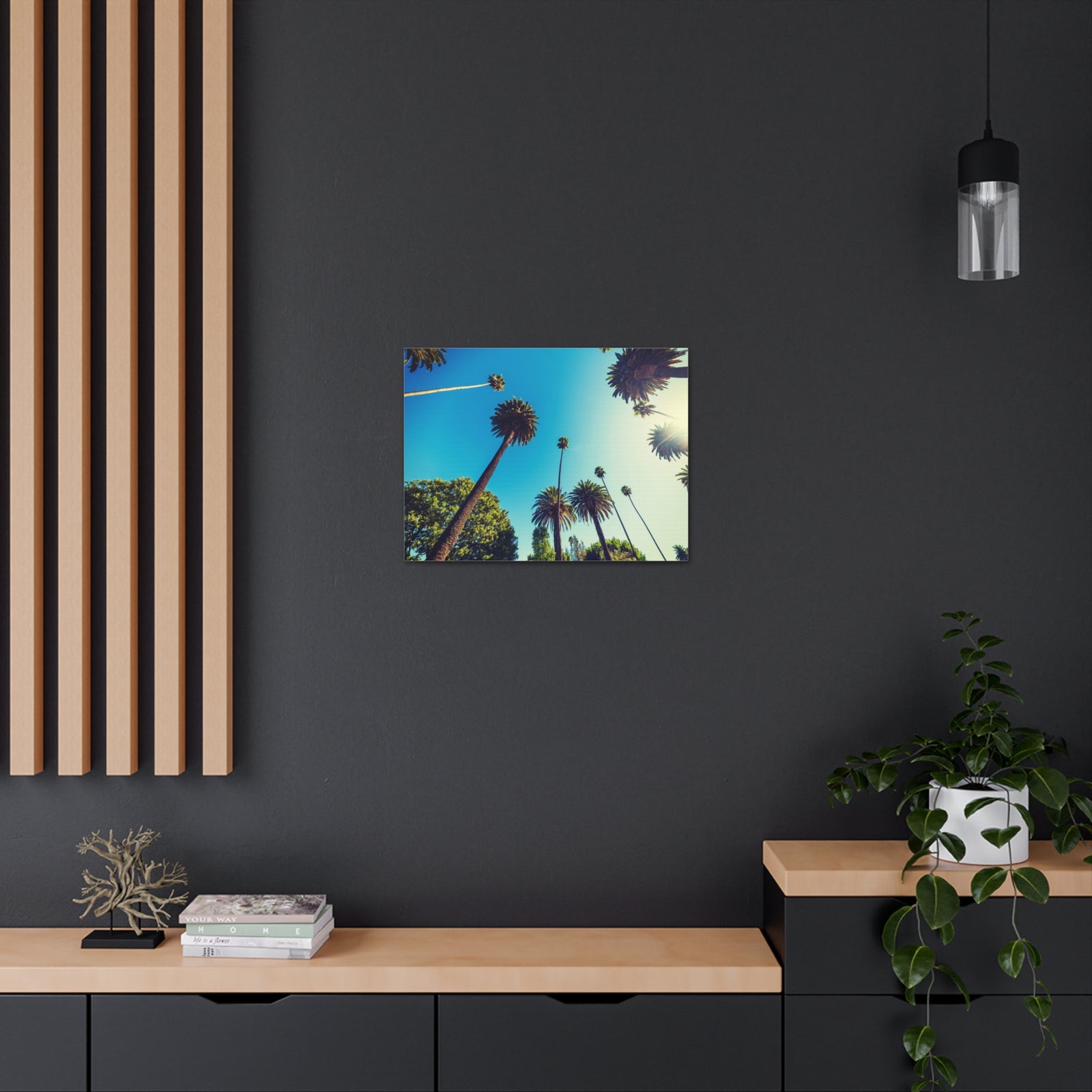 Los Angeles Sky Palm Trees Nature Wilderness Photography Canvas Wall Art for Home Decor Ready-to-Hang-Express Your Love Gifts