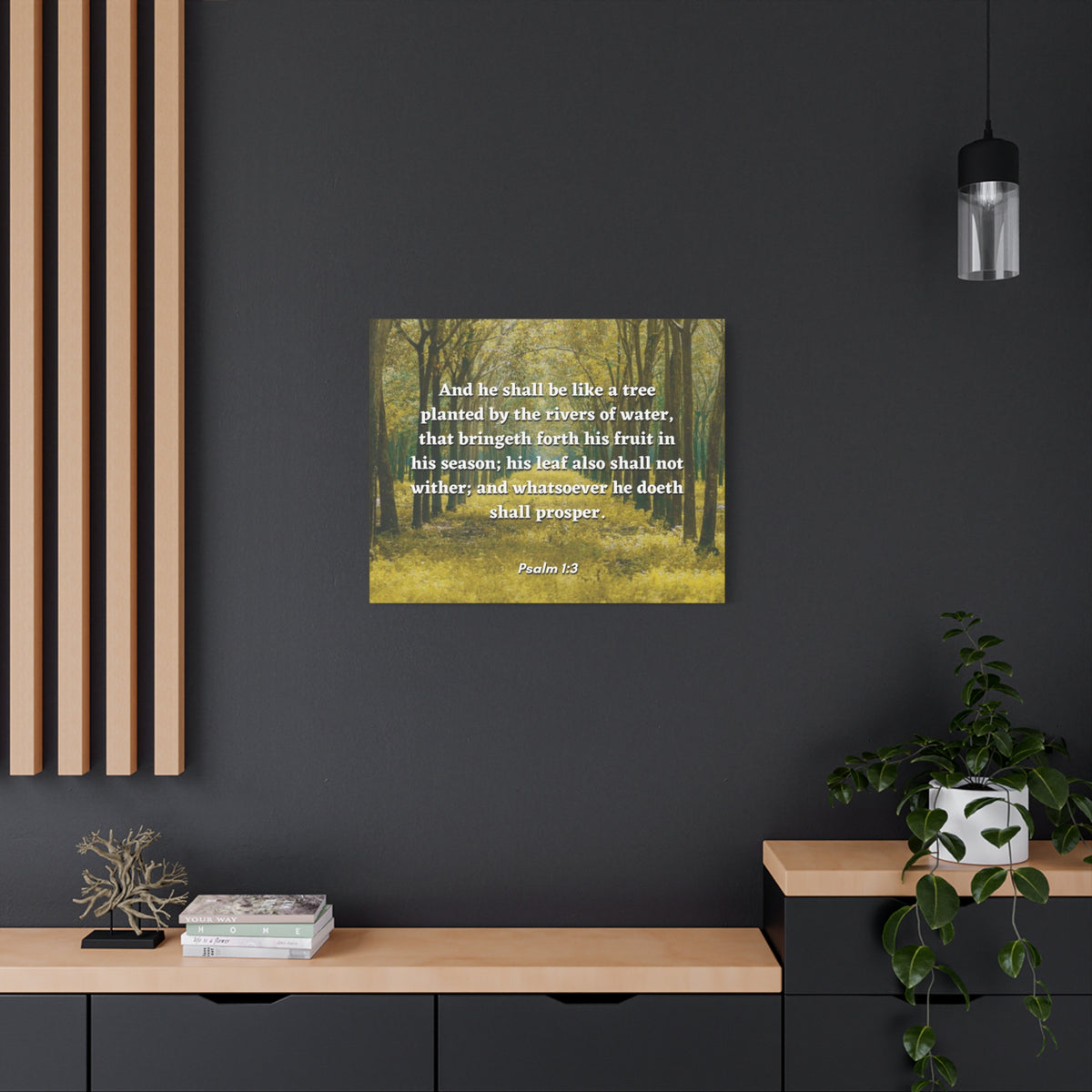 Scripture Canvas Shall Prosper Psalms 1:3 Christian Wall Art Bible Verse Print Ready to Hang-Express Your Love Gifts