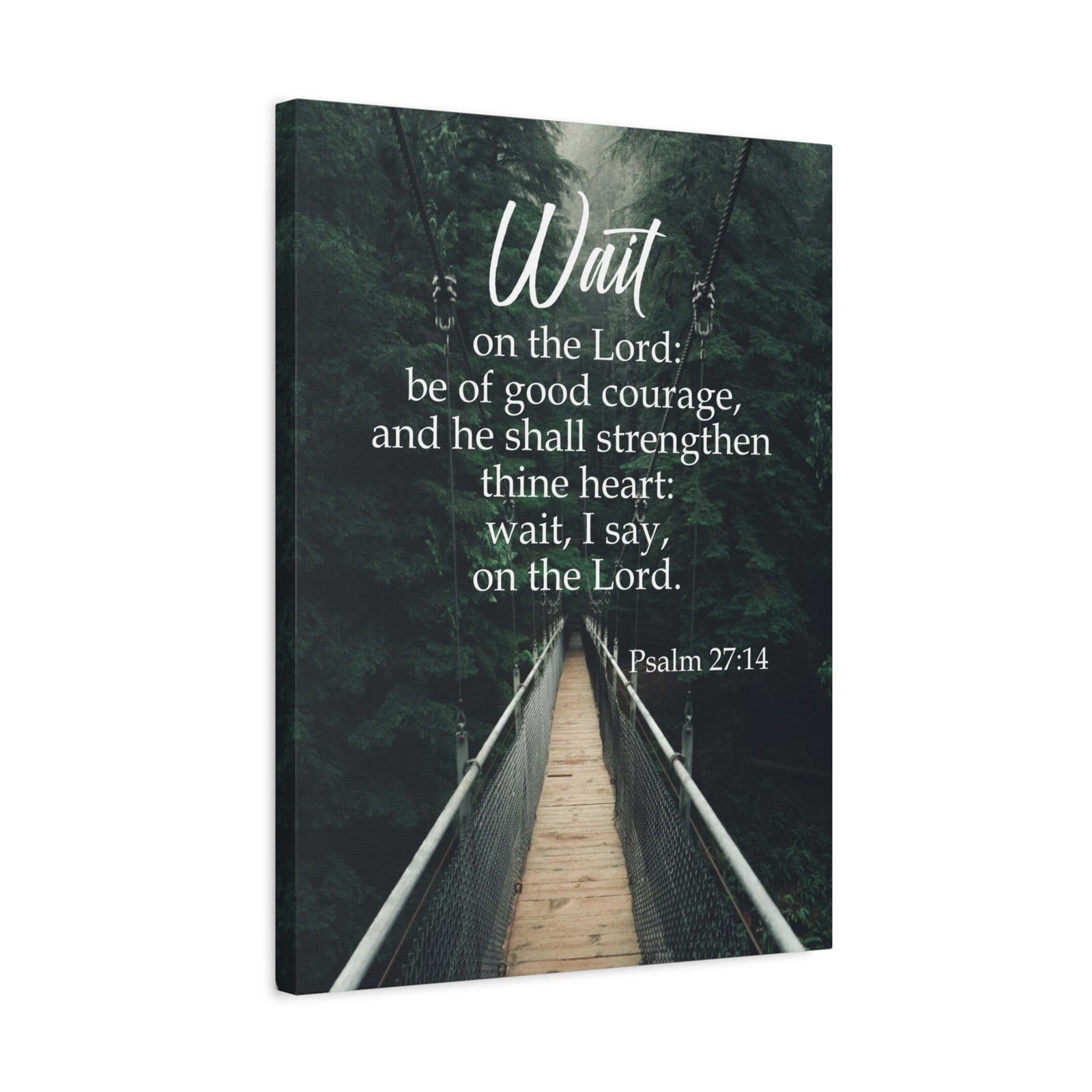 Bible Verse Canvas Wait on the Lord Psalm 27:14 Wall Art Christian Home Decor-Express Your Love Gifts
