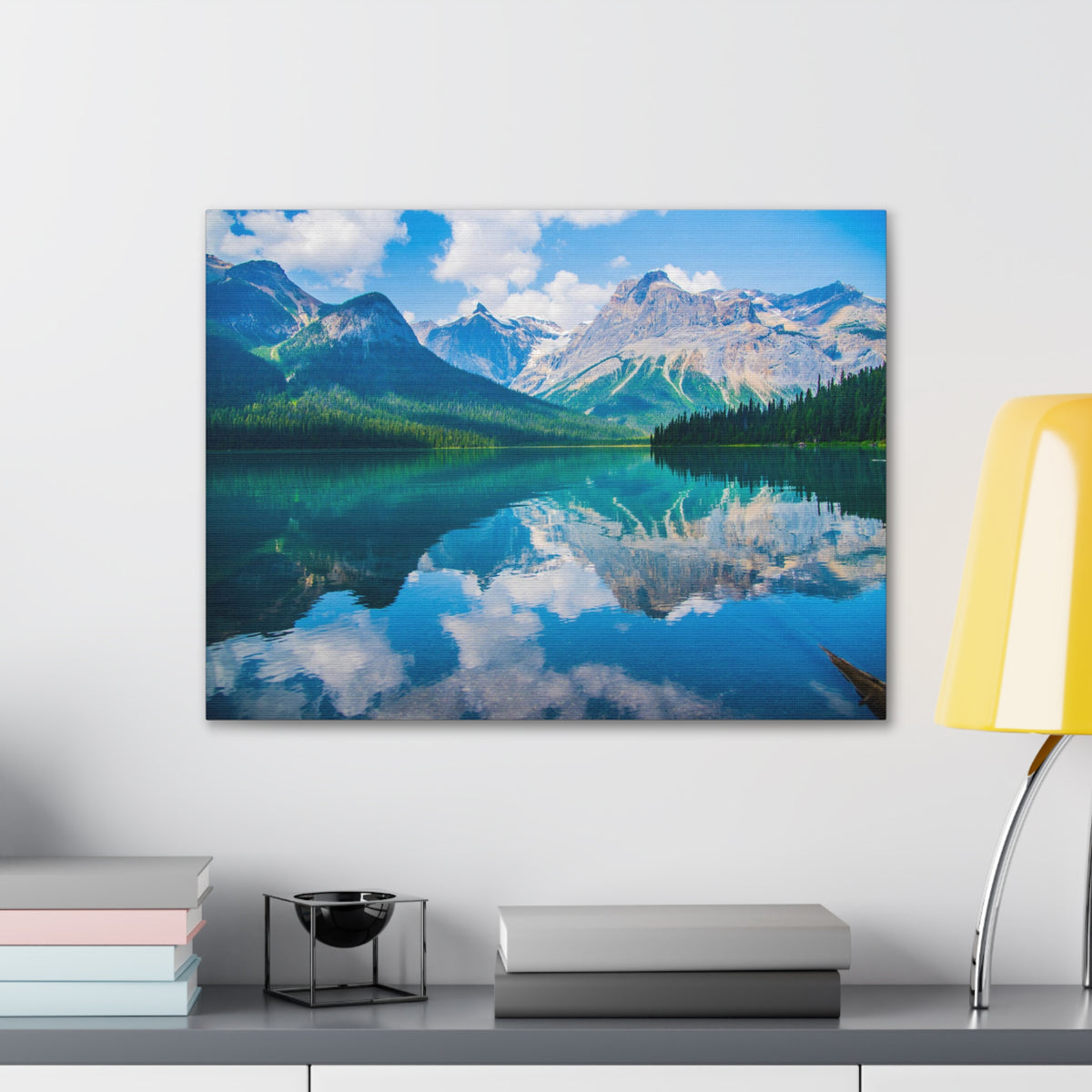 Mountain Lake Winter Nature Wilderness Photography Canvas Wall Art for Home Decor Ready-to-Hang-Express Your Love Gifts