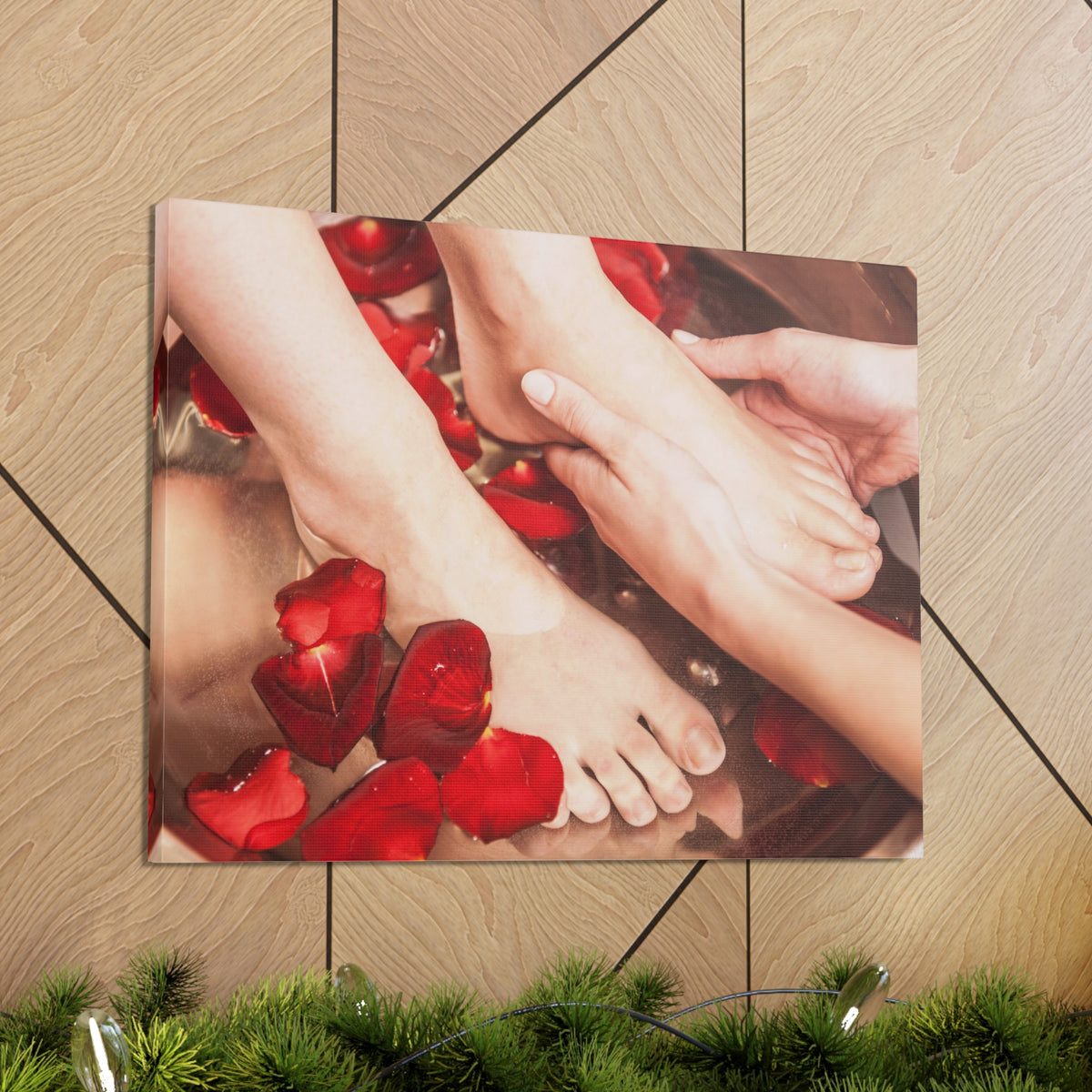 Female Feet at Spa Forest Floral Nature Photography Canvas Wall Art for Home Decor Ready-to-Hang-Express Your Love Gifts
