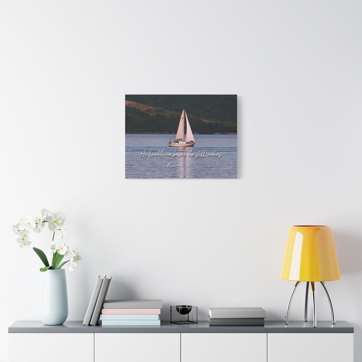 Scripture Walls He Leadeth Me Psalm 23:2 Bible Verse Canvas Christian Wall Art Ready to Hang-Express Your Love Gifts