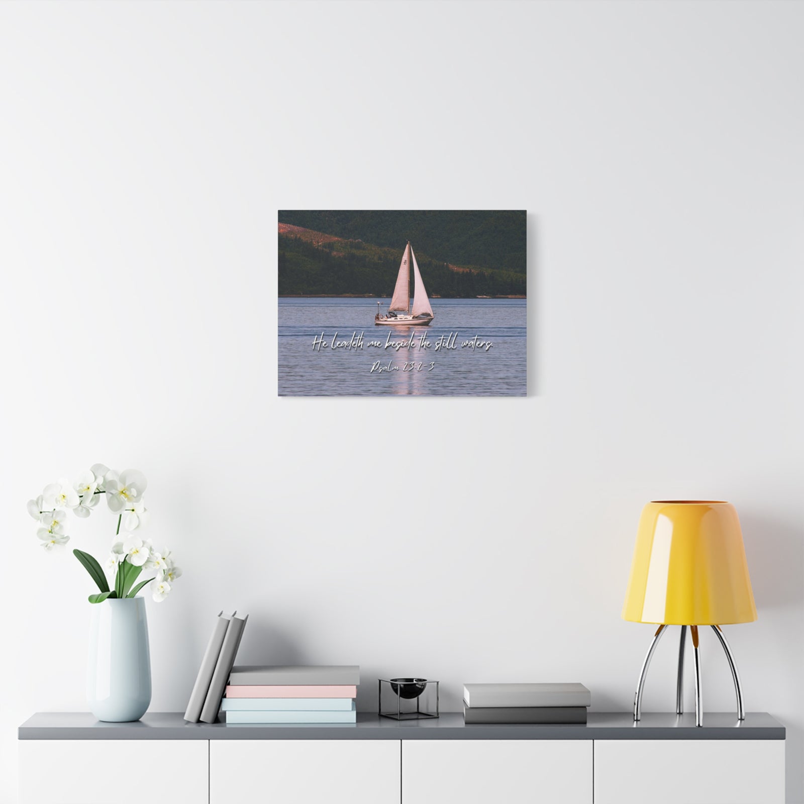 Scripture Walls He Leadeth Me Psalm 23:2 Bible Verse Canvas Christian Wall Art Ready to Hang-Express Your Love Gifts