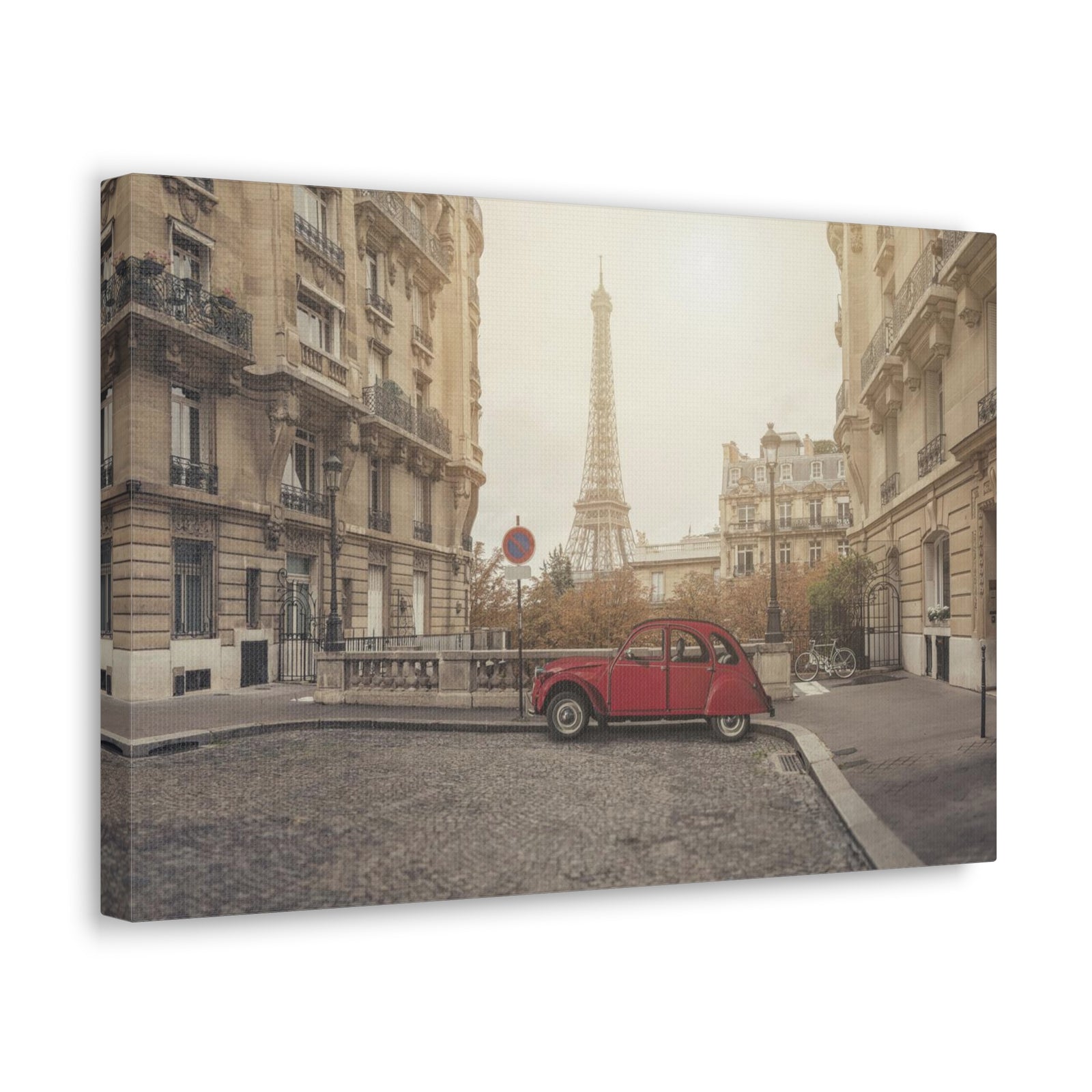 Eiffel Tower Retro Bike Paris Sunset Skyline Canvas Artwork High-Quality Breathtaking Stunning Cityscape Home Decor Ready to Hang-Express Your Love Gifts