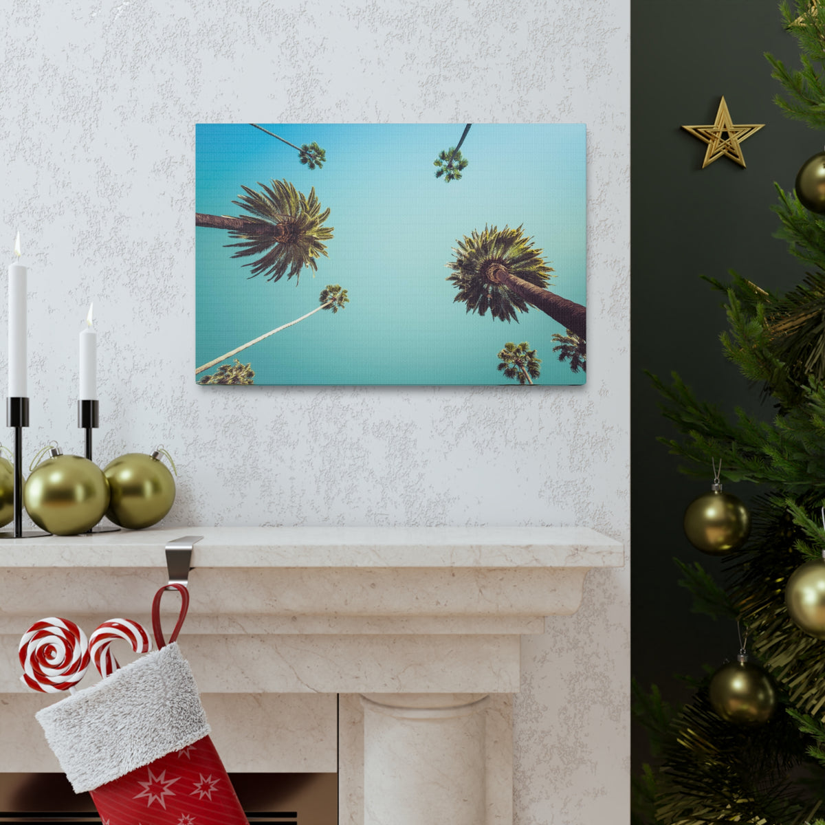 Los Angeles Palm Trees Modern Multicolor Scenic Nature Photography Canvas Home Office Decor Ready to Hang-Express Your Love Gifts