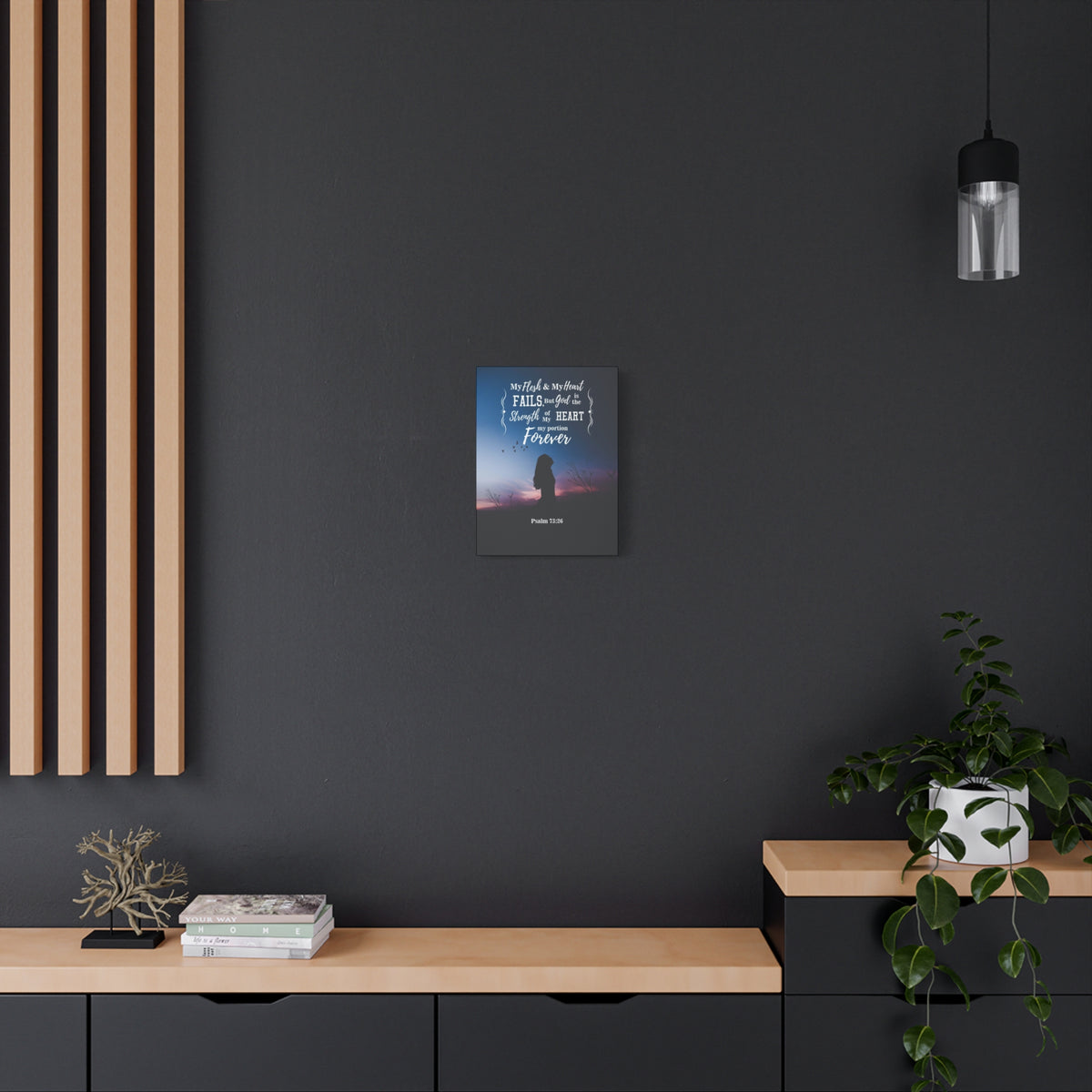 Scripture Canvas My Flesh and Heart Psalm 73:26 Christian Wall Art Bible Verse Print Ready to Hang-Express Your Love Gifts