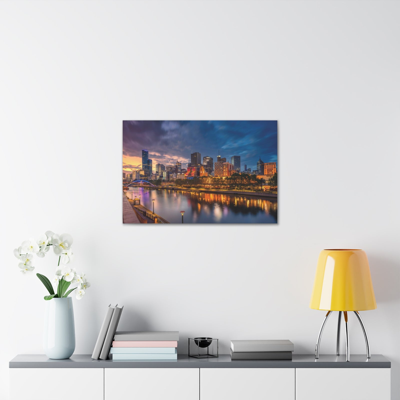 Melbourne Night Skyline Canvas Artwork High-Quality Breathtaking Stunning Cityscape for Home Decor Ready to Hang-Express Your Love Gifts
