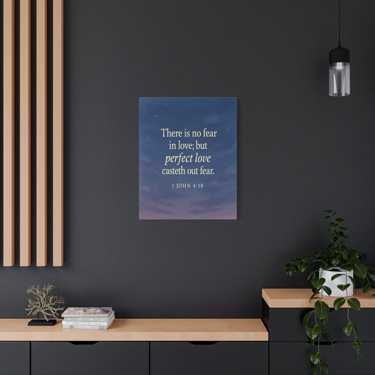 Bible Verse Canvas 1 John 4:18 Christian Home Décor Wall Art Scripture Ready to Hang Faith Print-Express Your Love Gifts