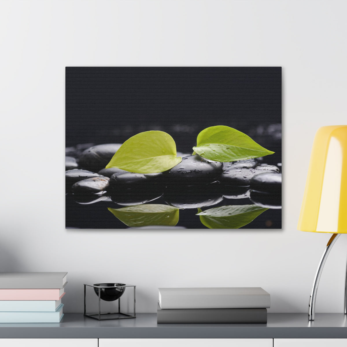 Green Leaf with Stones Forest Floral Nature Photography Canvas Wall Art for Home Decor Ready-to-Hang-Express Your Love Gifts