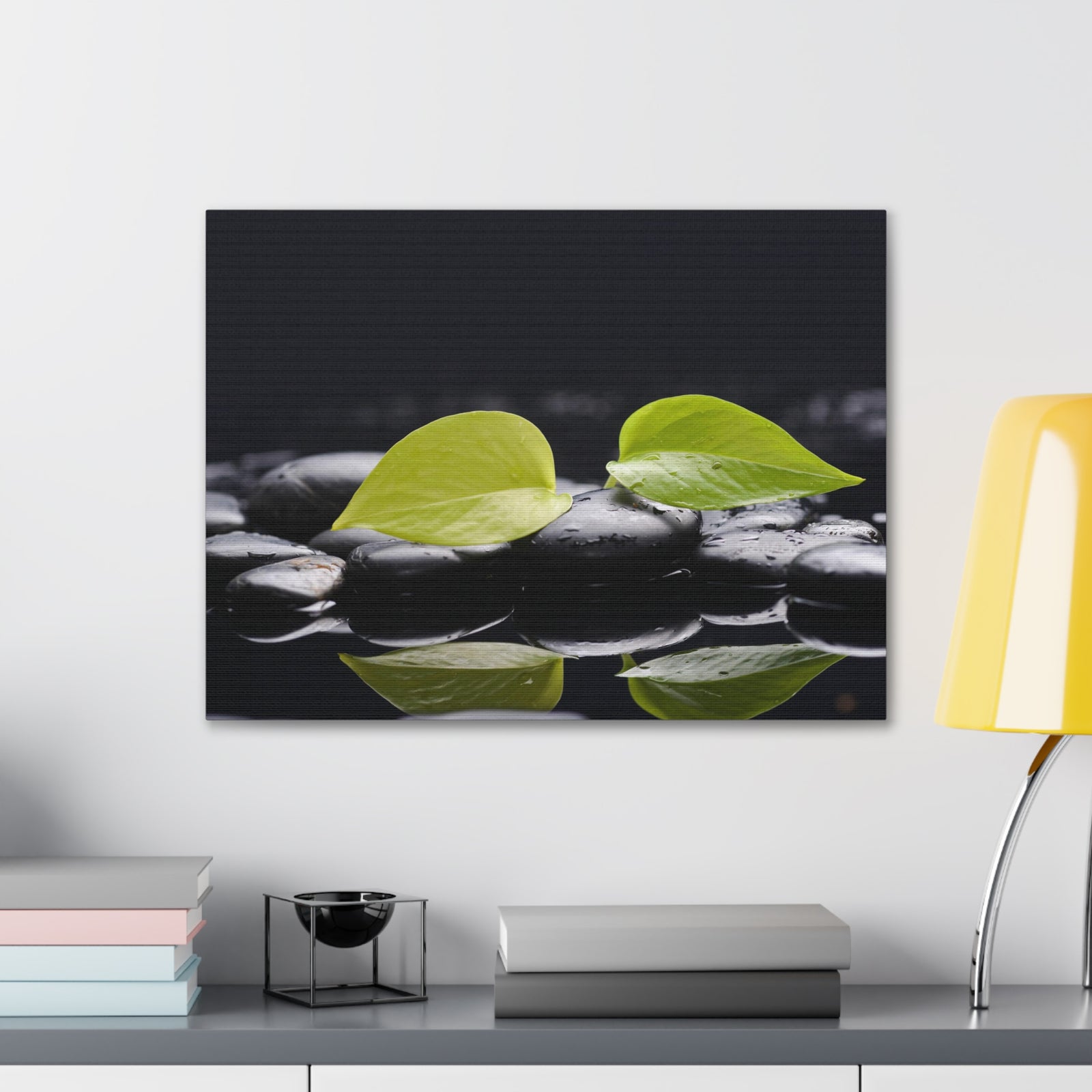 Green Leaf with Stones Forest Floral Nature Photography Canvas Wall Art for Home Decor Ready-to-Hang-Express Your Love Gifts