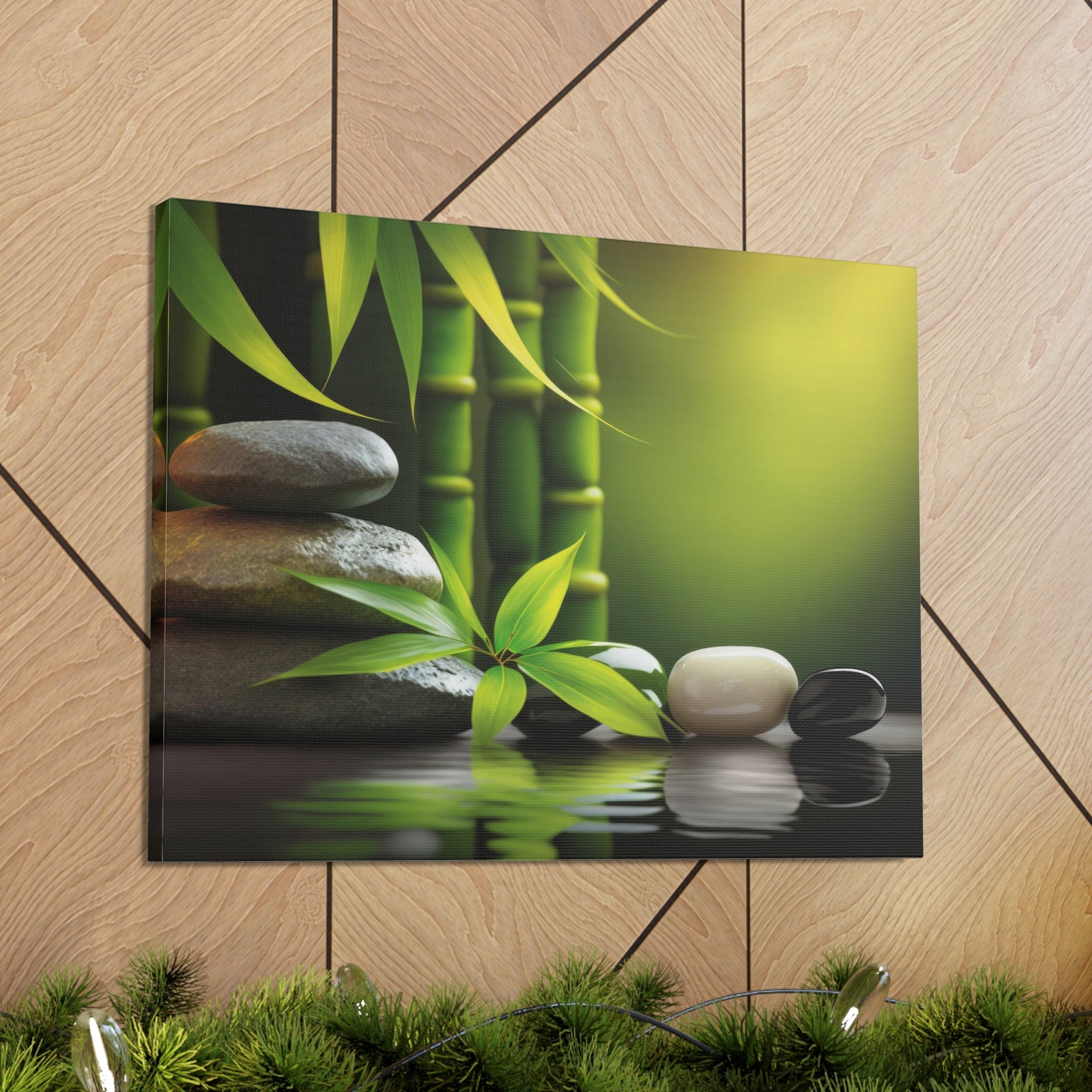 Spa Background with Stones Forest Floral Nature Photography Canvas Wall Art for Home Decor Ready-to-Hang-Express Your Love Gifts