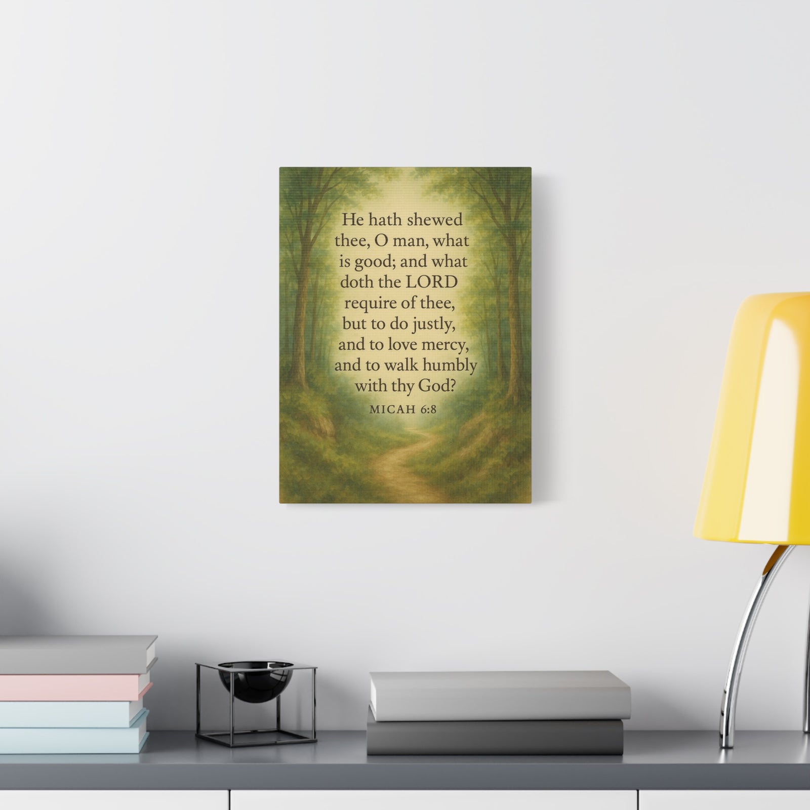 Bible Verse Canvas Micah 6:8 Christian Home Décor Wall Art Scripture Ready to Hang Faith Print-Express Your Love Gifts