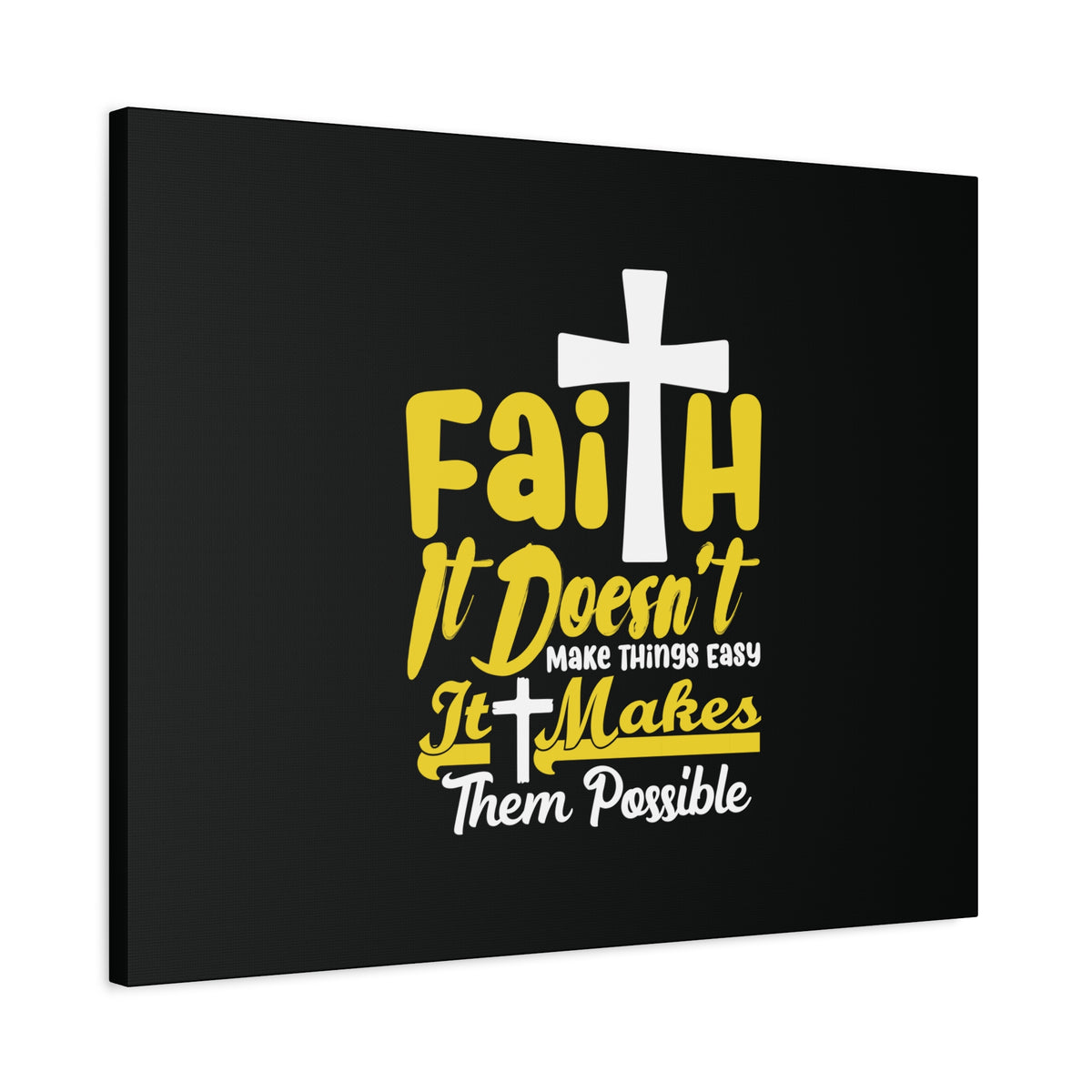 Scripture Canvas Faith Yellow Luke 1:37 Christian Wall Art Bible Verse Print Ready to Hang-Express Your Love Gifts