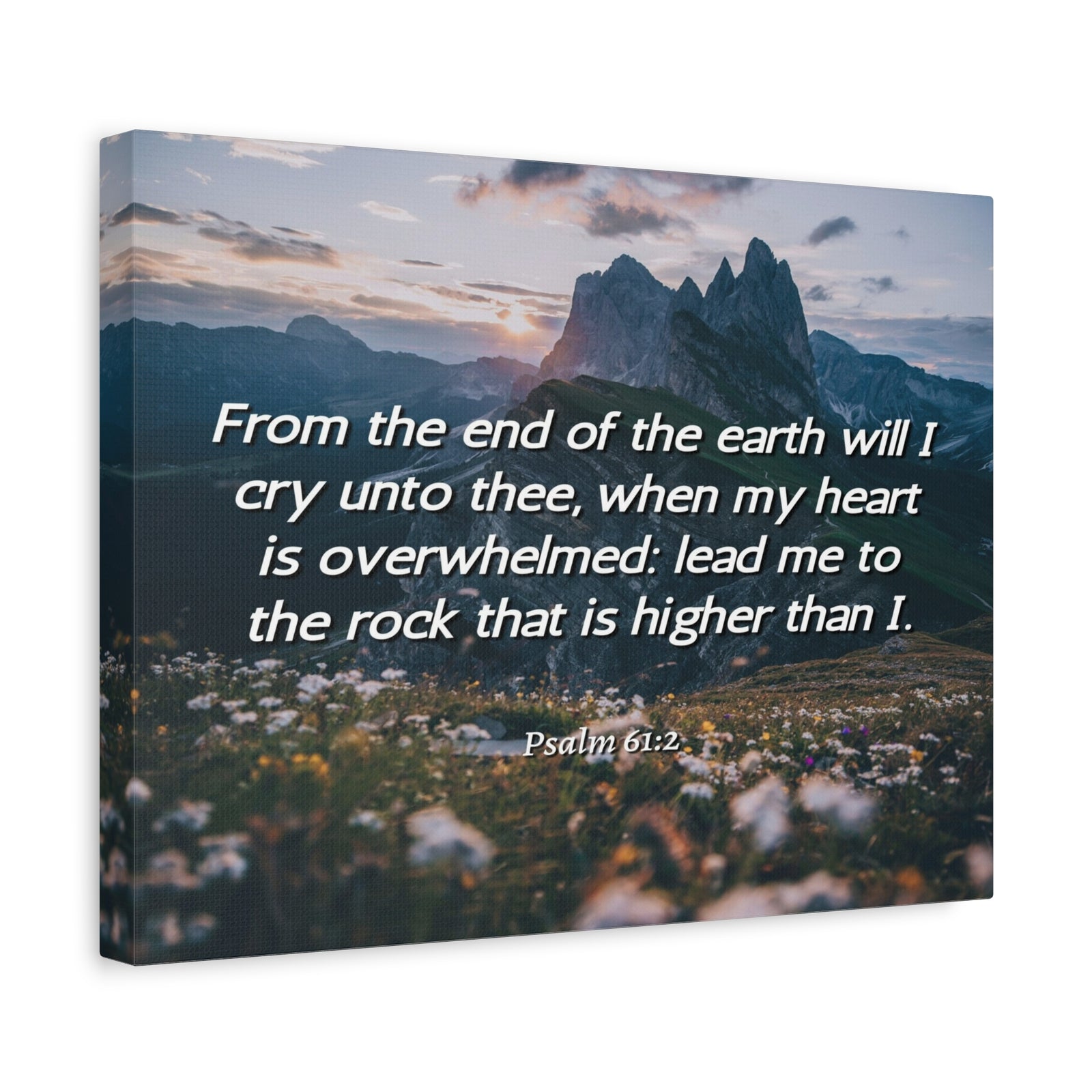 Scripture Canvas Heart Is Overwhelmed Psalms 61:2 Christian Wall Art Bible Verse Print Ready to Hang-Express Your Love Gifts