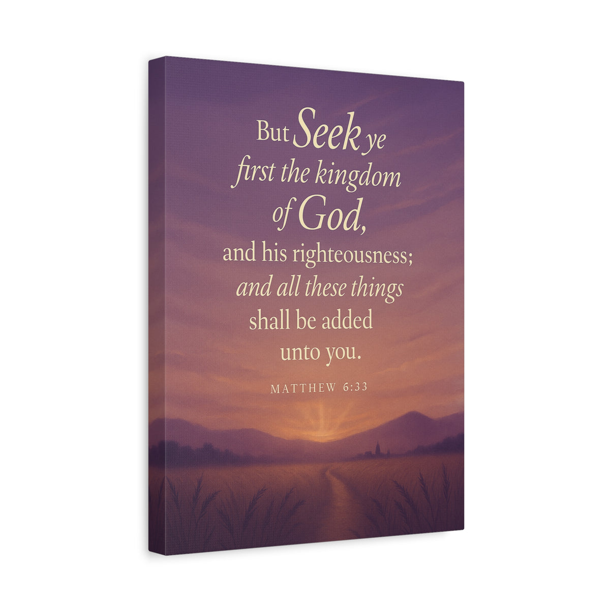 Bible Verse Canvas Matthew 6:33 Christian Home Décor Wall Art Scripture Ready to Hang Faith Print-Express Your Love Gifts