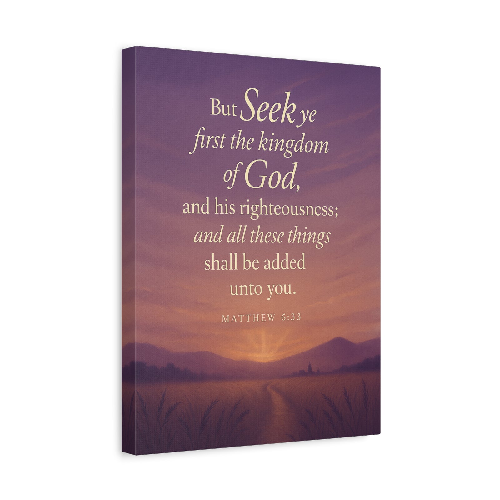 Bible Verse Canvas Matthew 6:33 Christian Home Décor Wall Art Scripture Ready to Hang Faith Print-Express Your Love Gifts