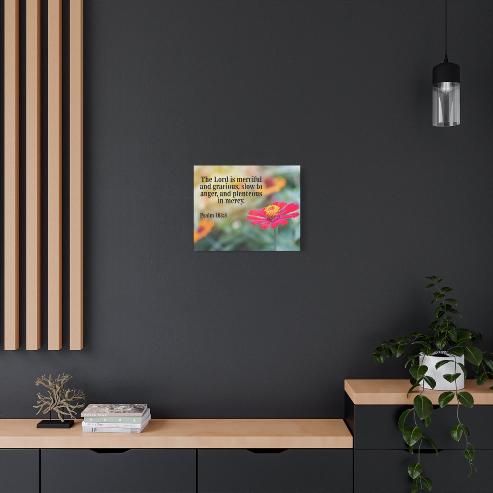 Scripture Canvas The Lord is Merciful and Gracious Psalm 103:8 Christian Wall Art Bible Verse Print Ready to Hang-Express Your Love Gifts