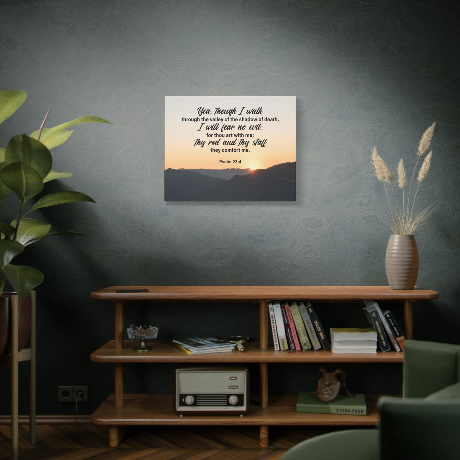 Bible Verse Canvas I WIll Fear No Evil Psalm 23:4 Wall Art Christian Home Decor Psalm 23:4-Express Your Love Gifts