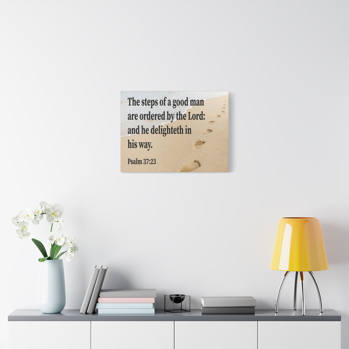 Scripture Walls Psalm 37:23 Steps of a Good Man Scripture Bible Verse Canvas Christian Wall Art Ready to Hang Unframed-Express Your Love Gifts