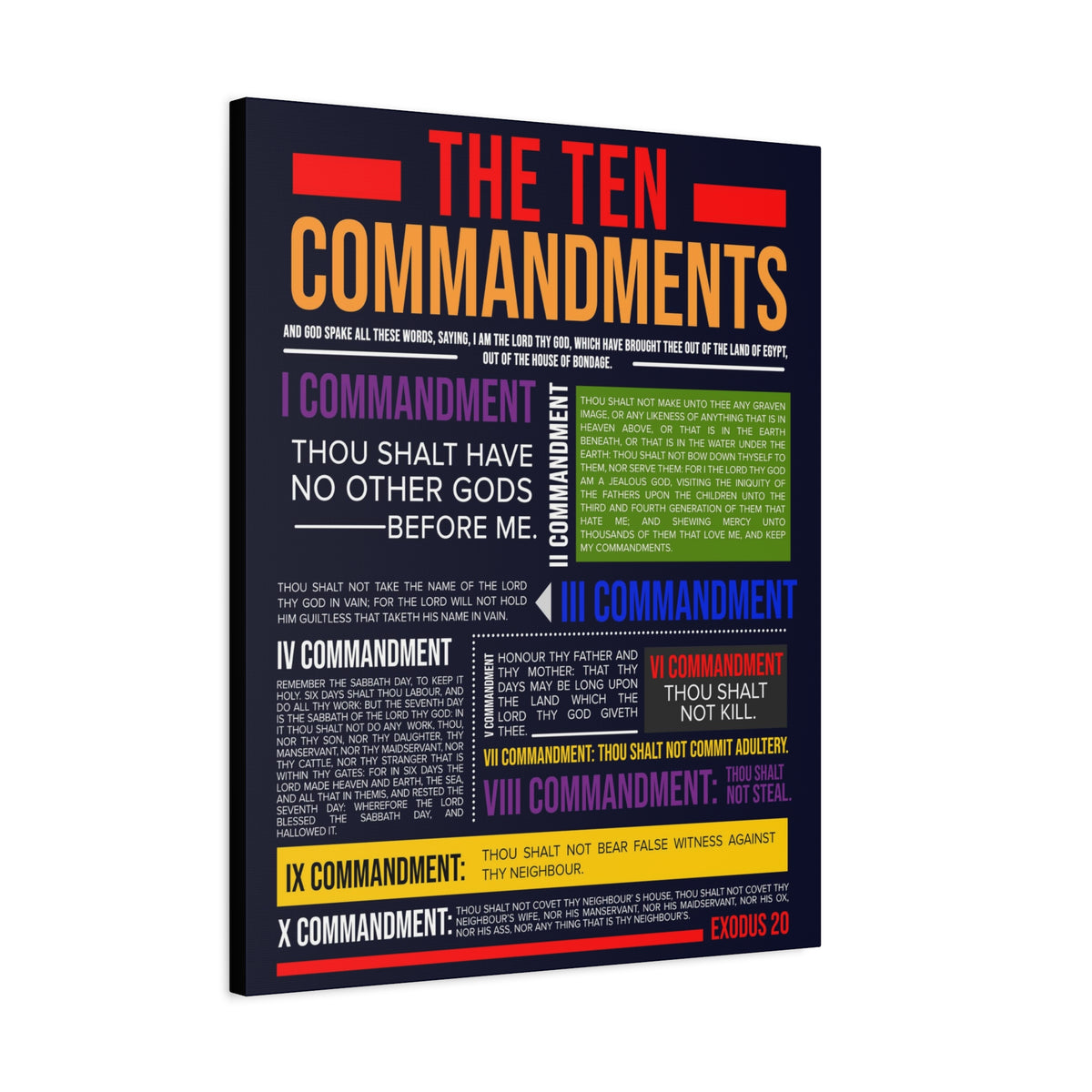 Ten Commandments Canvas Print Scripture Wall Art Christian Home Decor-Express Your Love Gifts