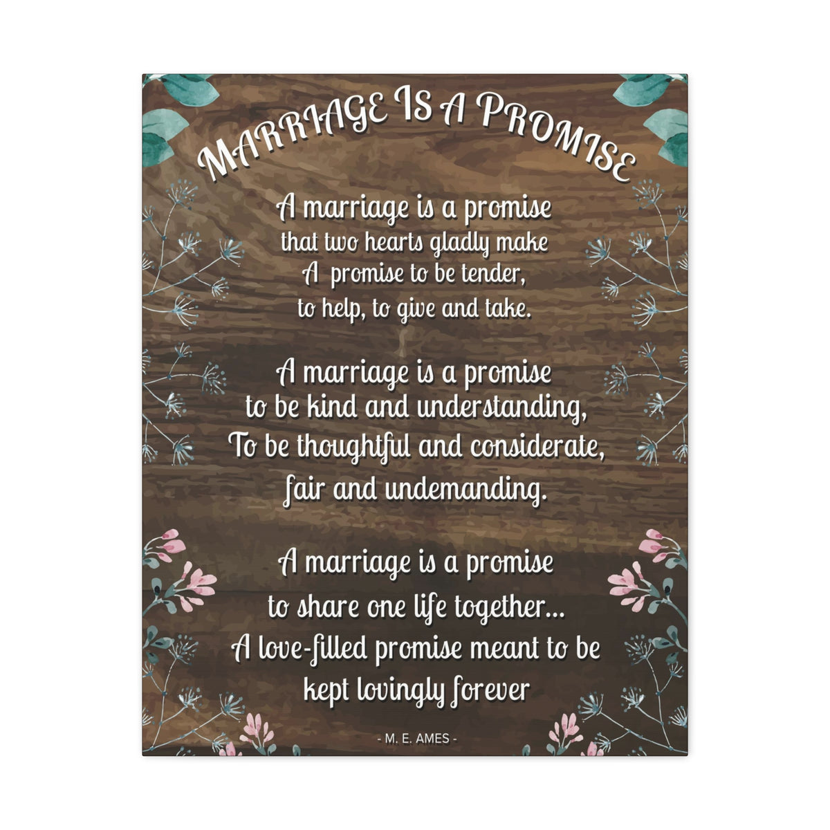 Marriage is a Promise Motivational Printed On Ready To Hang Stretched Canvas Wall Art-Express Your Love Gifts