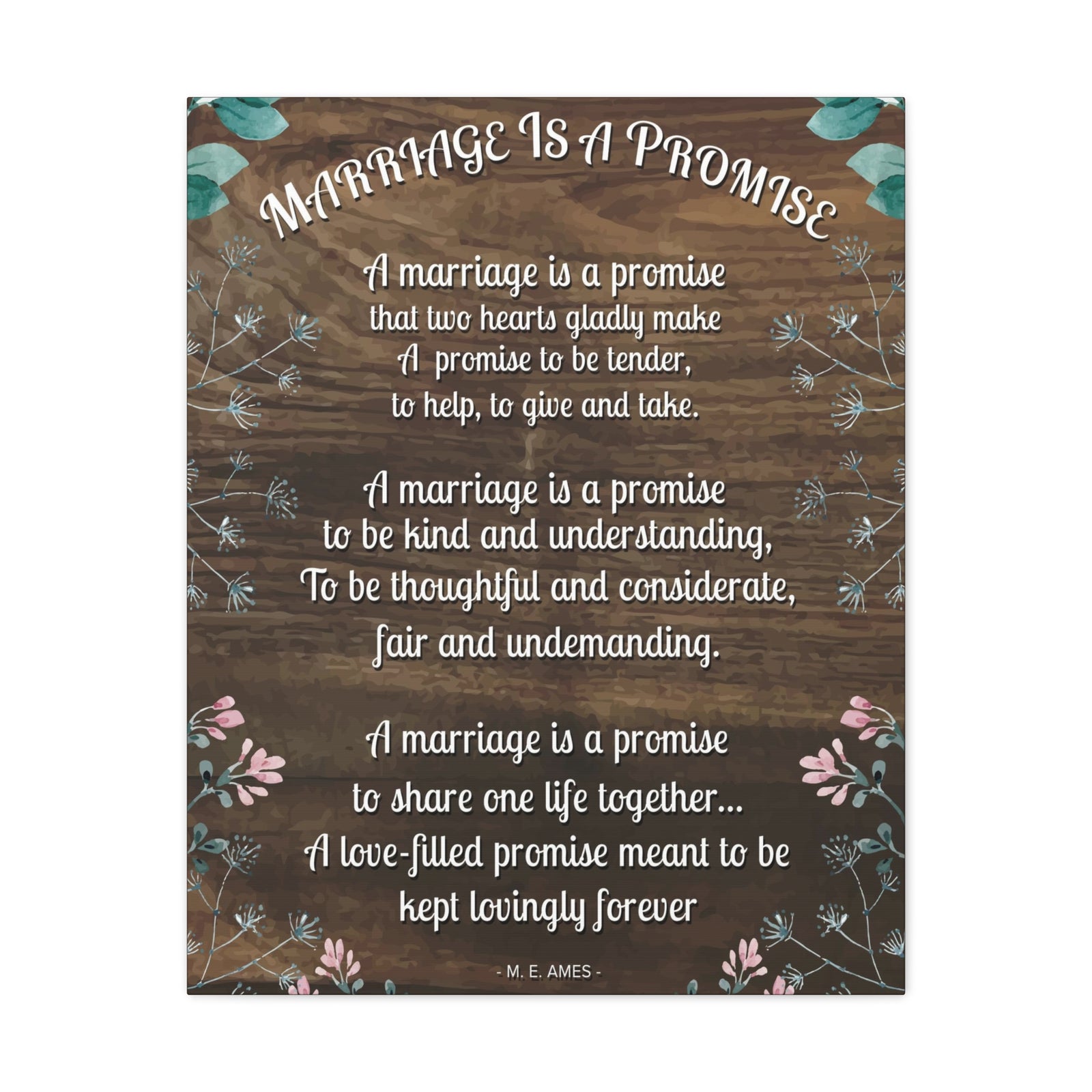 Marriage is a Promise Motivational Printed On Ready To Hang Stretched Canvas Wall Art-Express Your Love Gifts