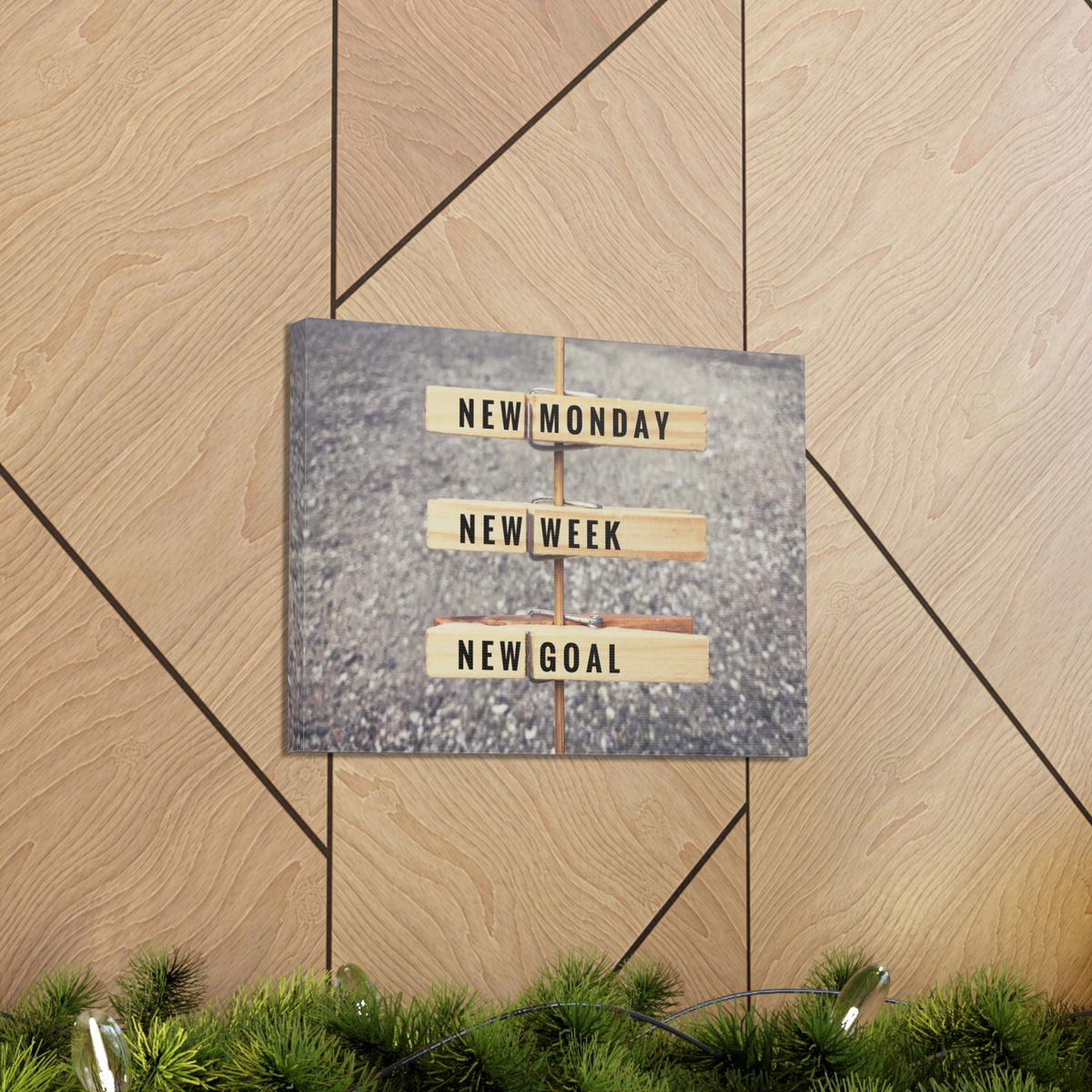 Inspirational Quote Canvas New Monday New Goal Motivational Print Ready to Hang Artwork-Express Your Love Gifts