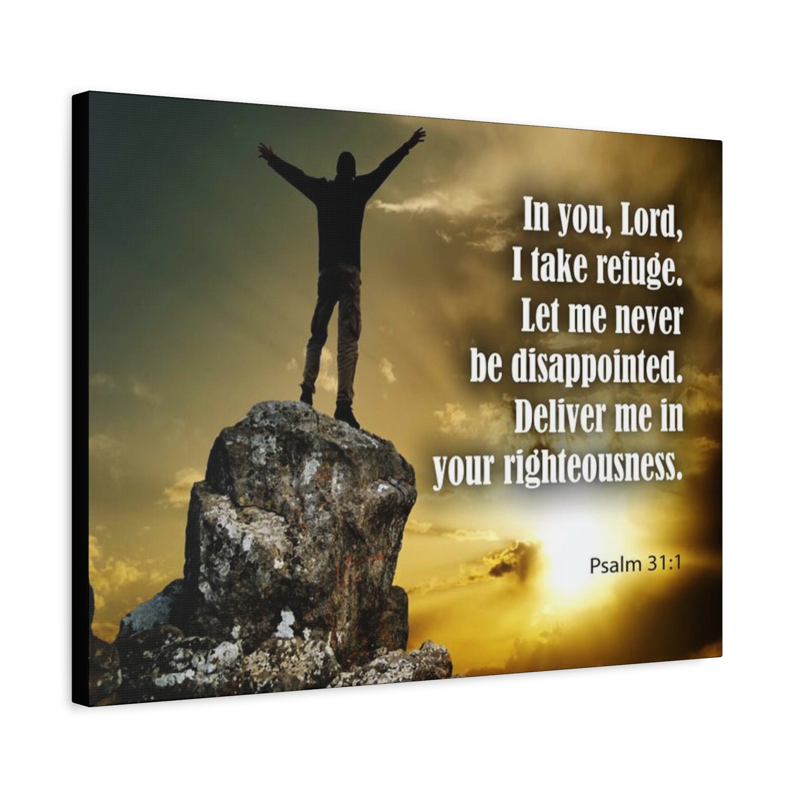 Scripture Canvas Never Be Disappointed Psalm 31:1 Christian Wall Art Bible Verse Print Ready to Hang-Express Your Love Gifts