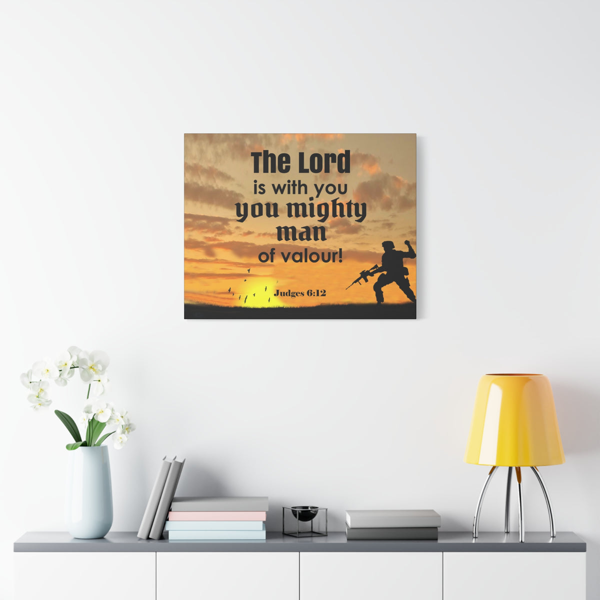 Scripture Wall Lord is with You Judges 6:12 Bible Chapter Canvas Christian Wall Art Ready to Hang-Express Your Love Gifts