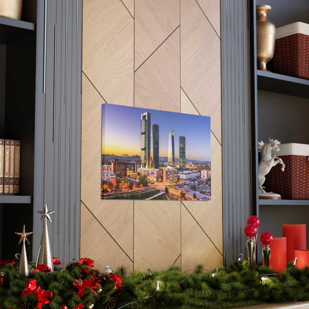 Madrid Night Skyline Canvas Artwork High-Quality Breathtaking Stunning Cityscape for Home Decor Ready to Hang-Express Your Love Gifts